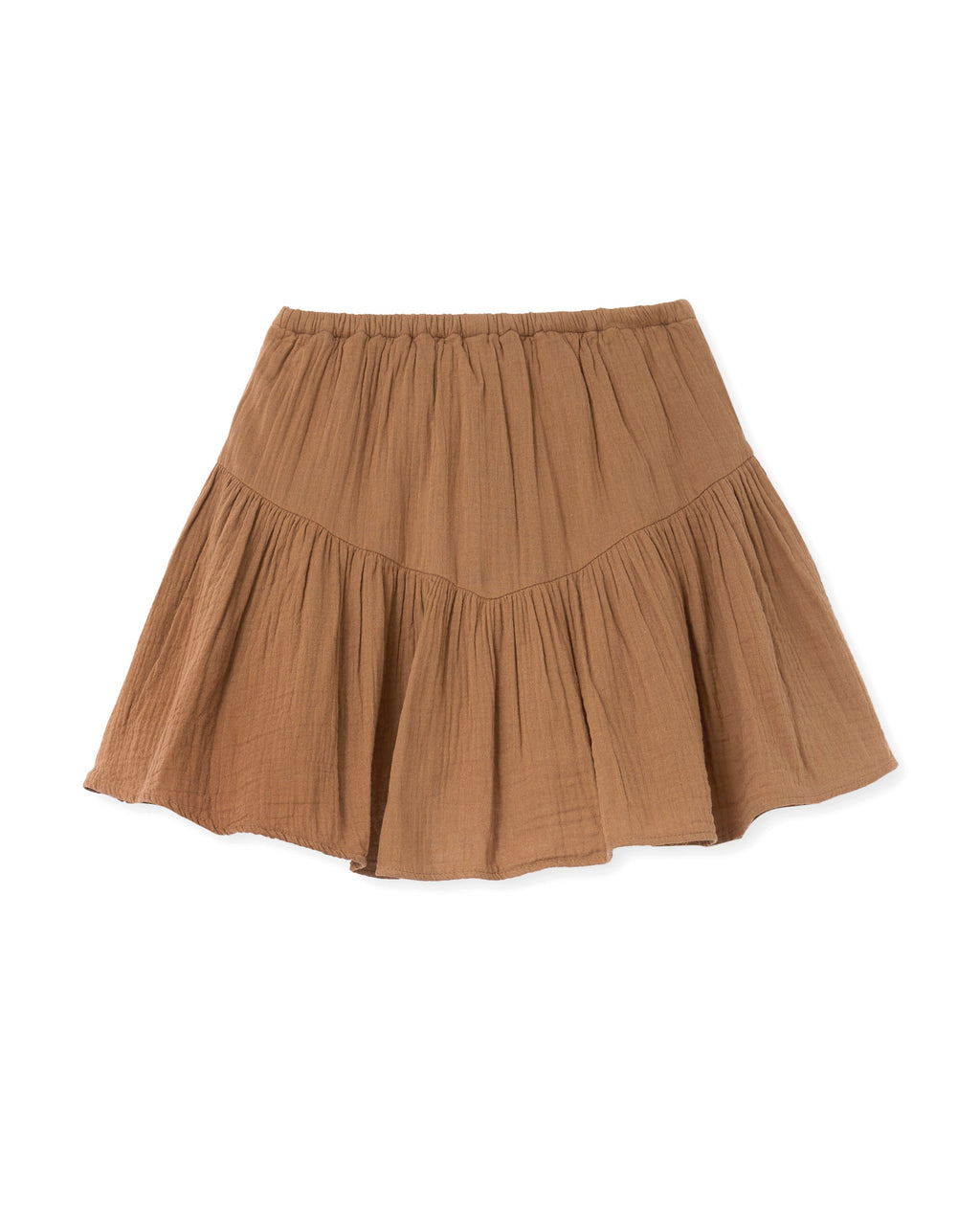 Jupe-short en gaze de coton avec volant