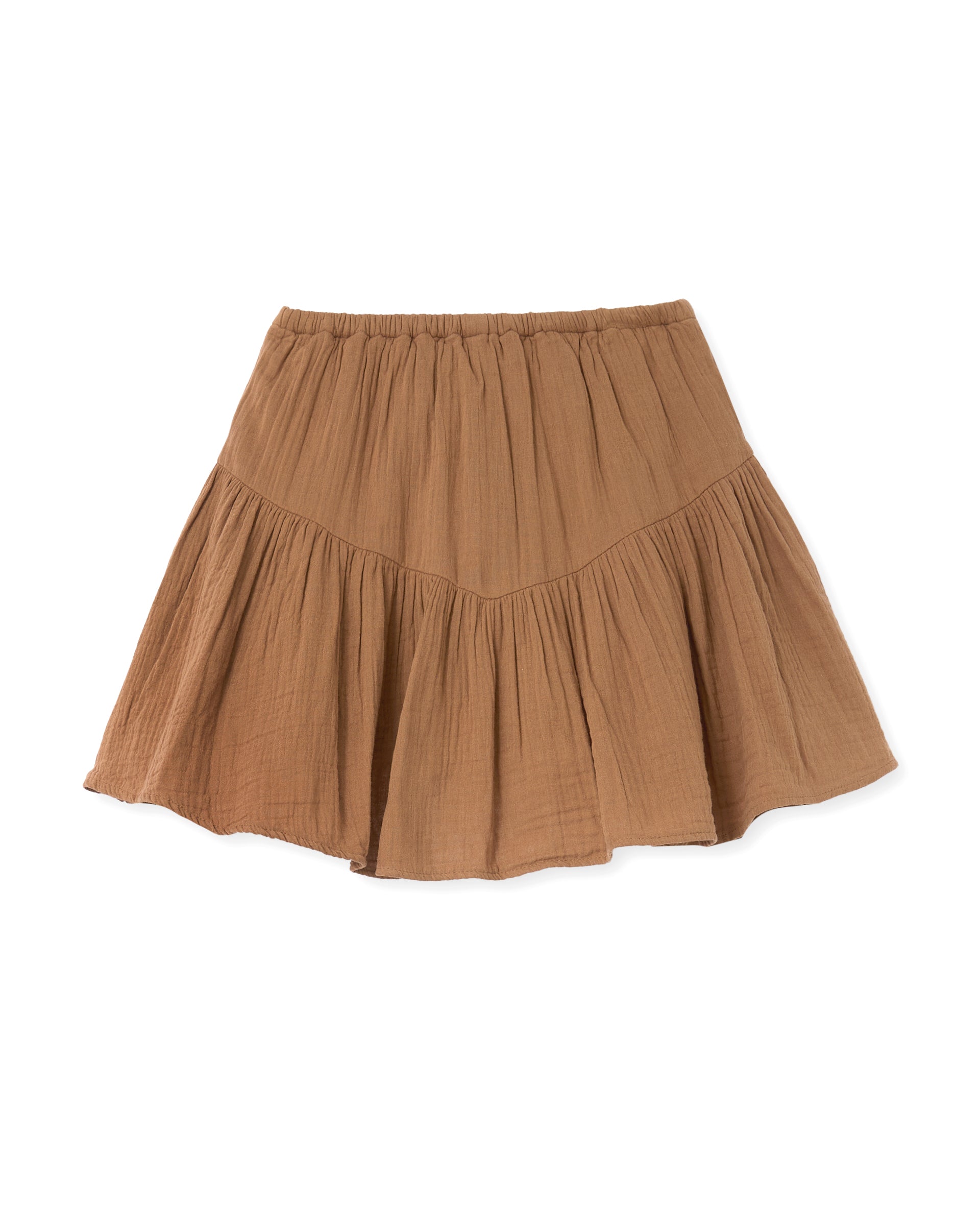 Jupe-short en gaze de coton avec volant