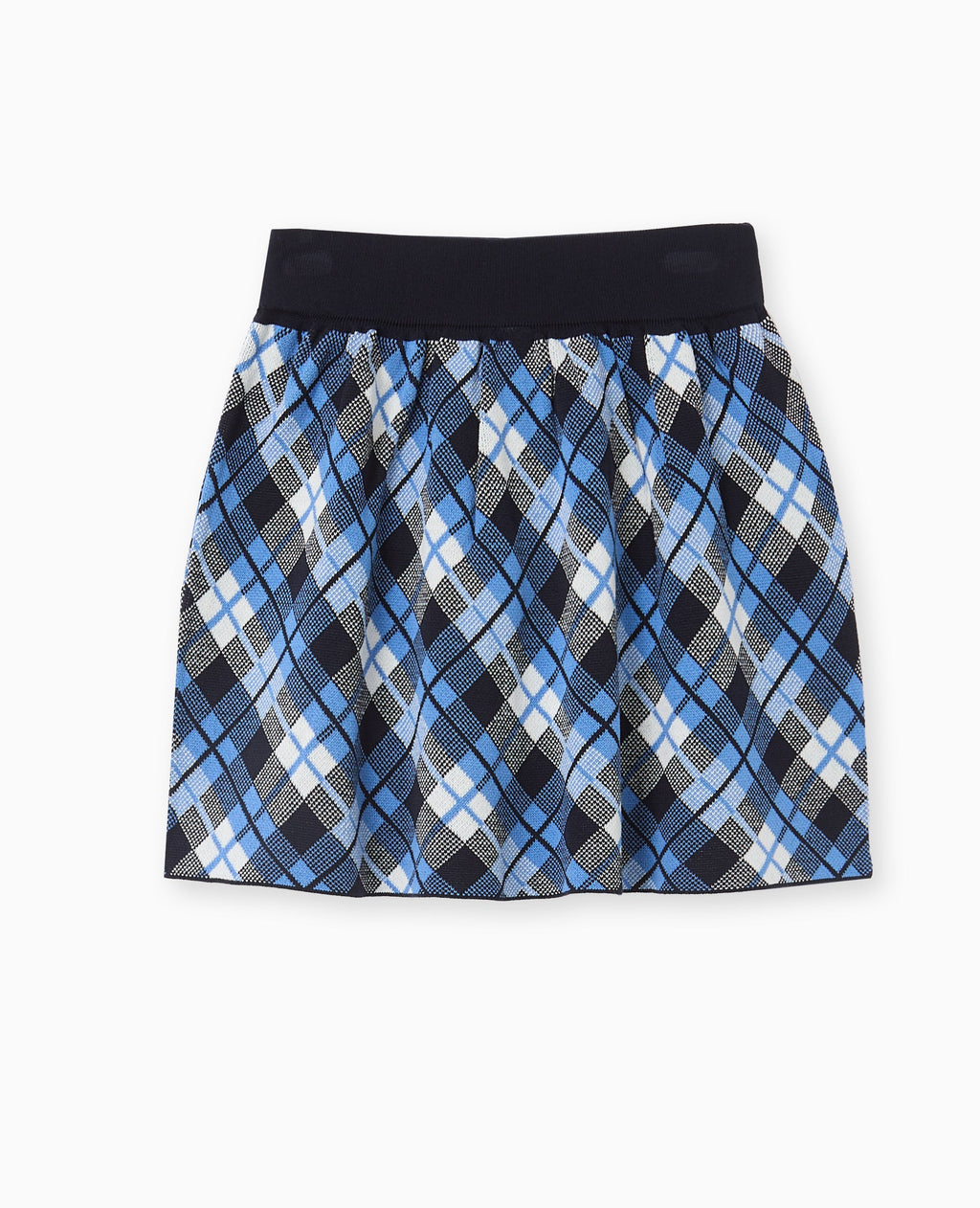 Jupe courte en maille motif carreaux jacquard