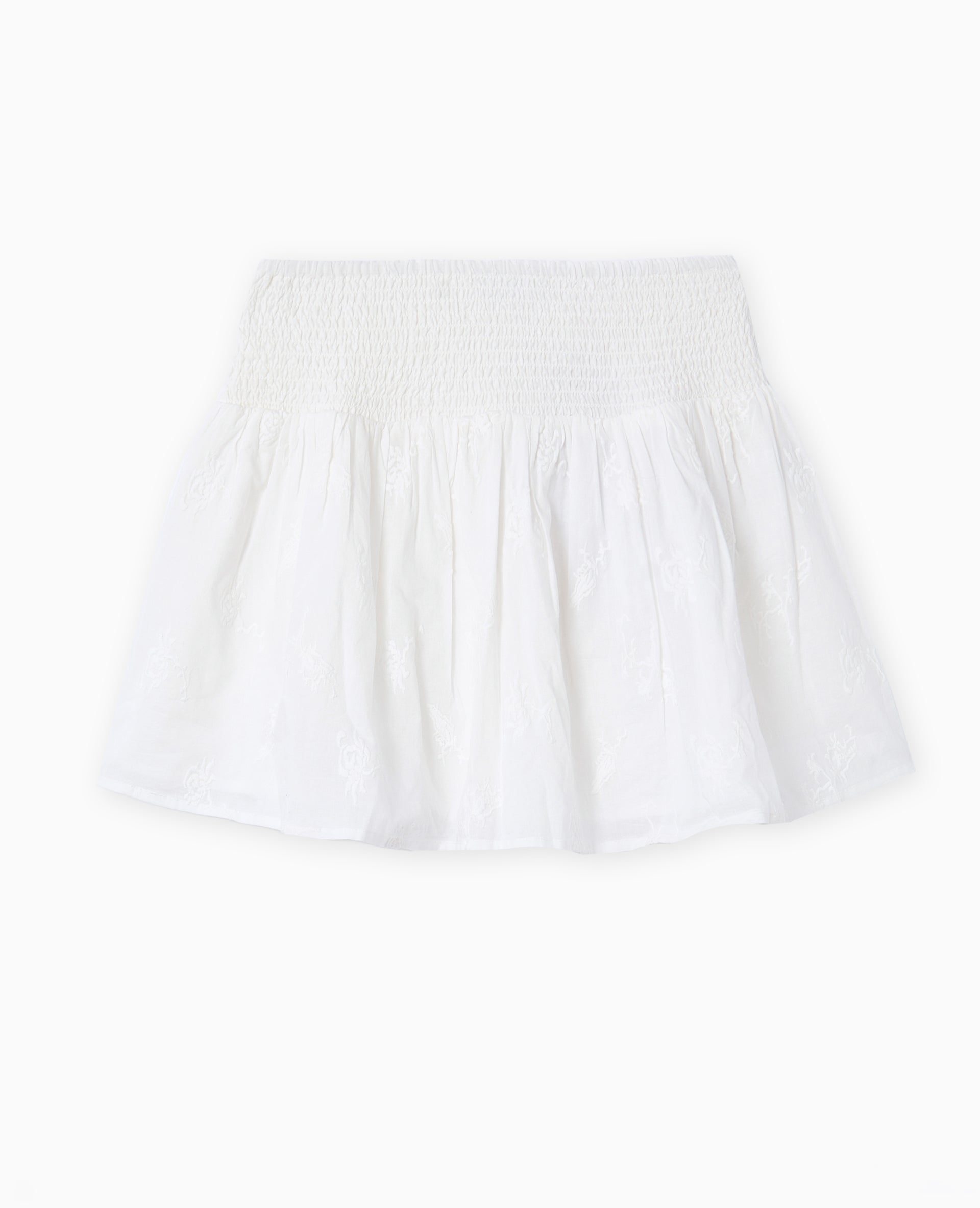Jupe courte en voile de coton brodé