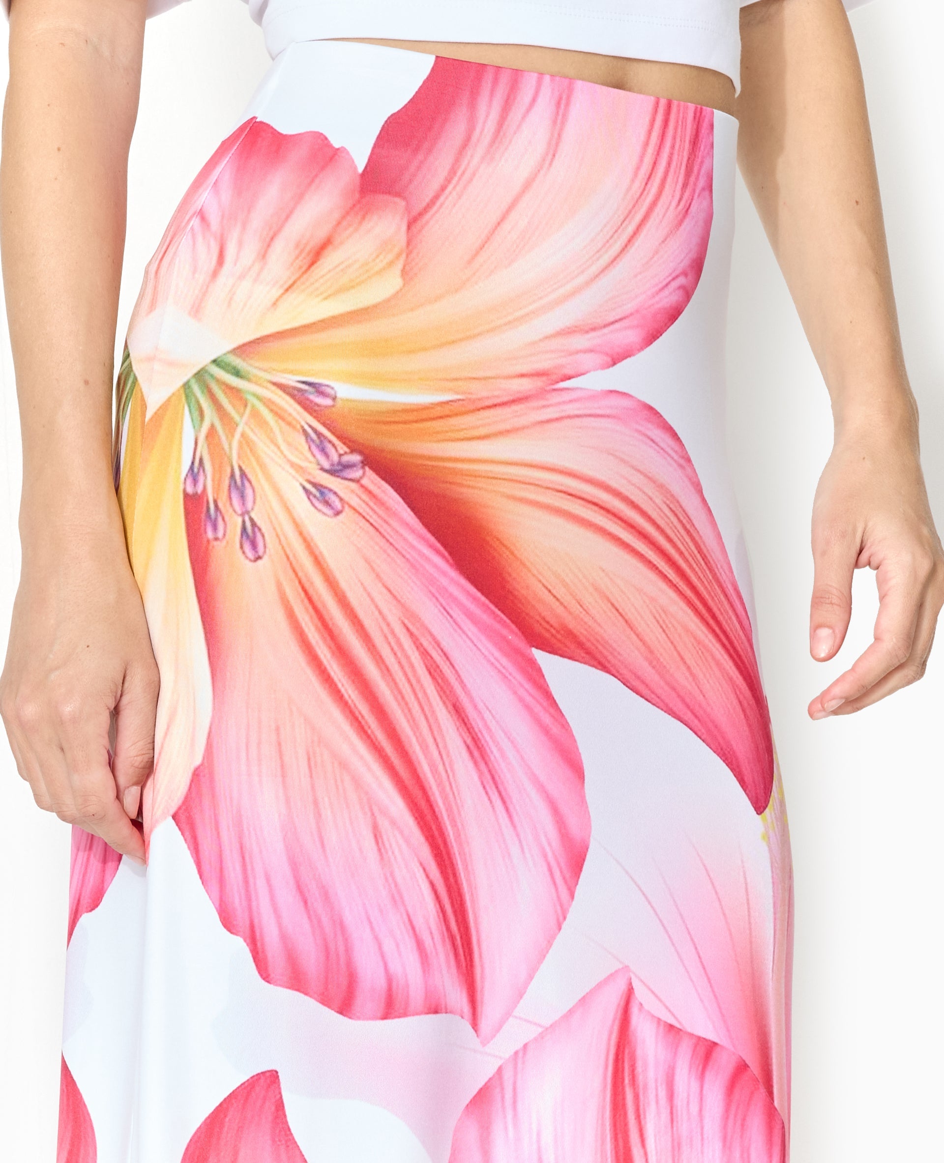 Jupe longue en maille impimée maxi fleurs