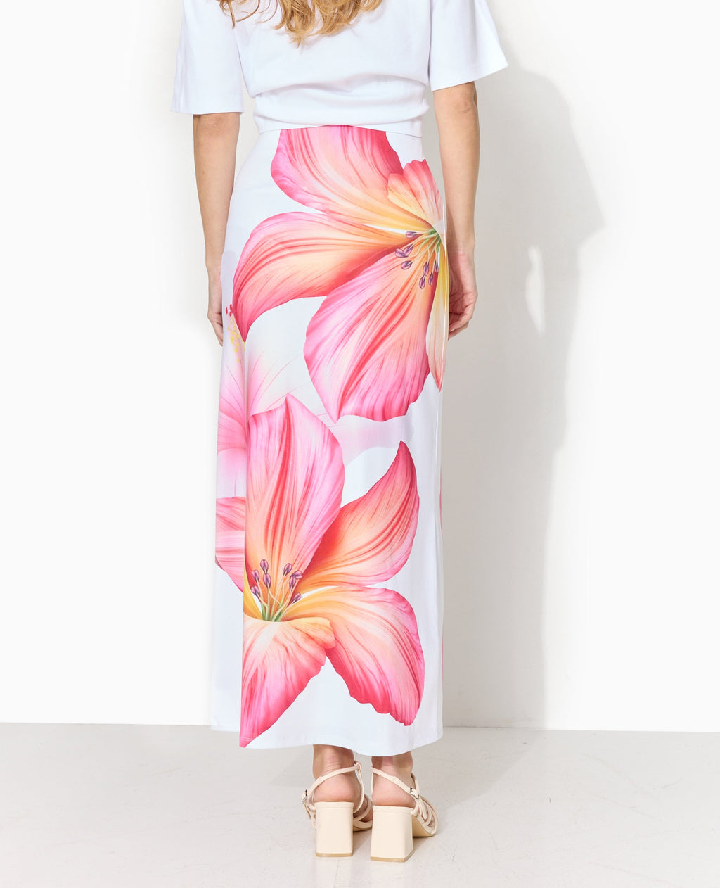 Jupe longue en maille impimée maxi fleurs
