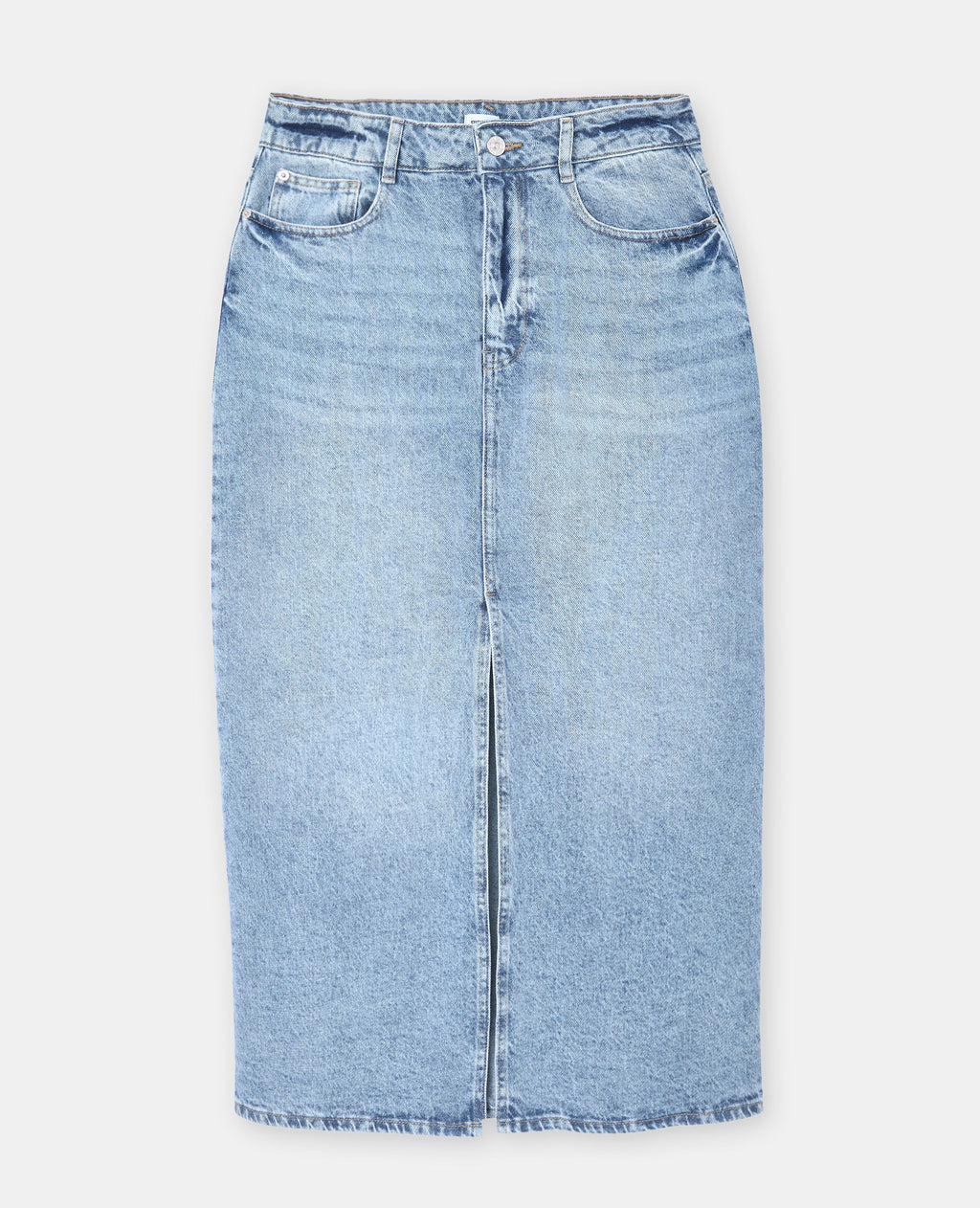 Jupe longue en jean avec fentes devant et dos