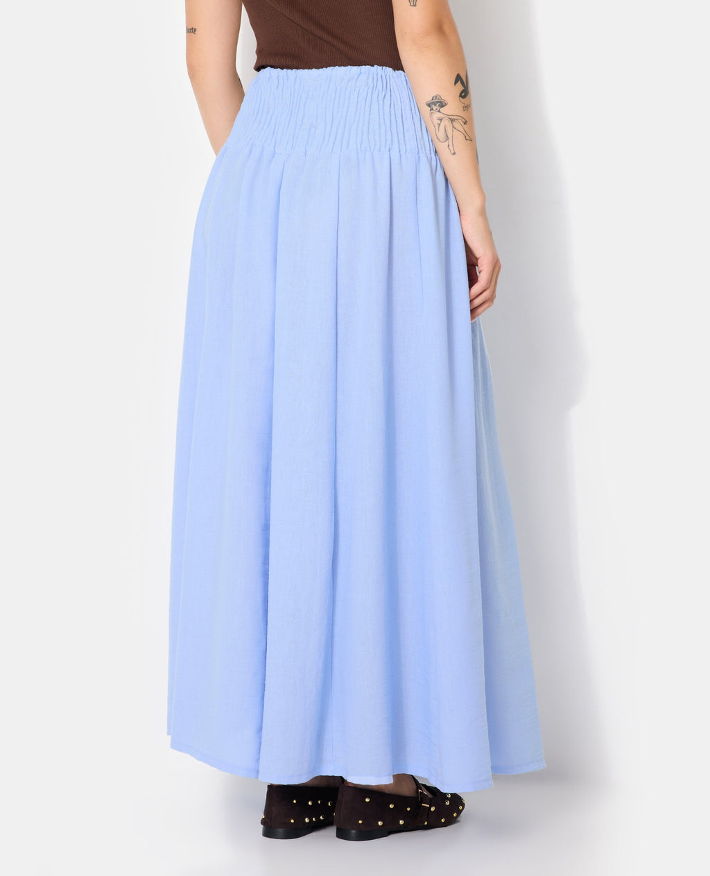Jupe longue et évasée avec ceinture smock