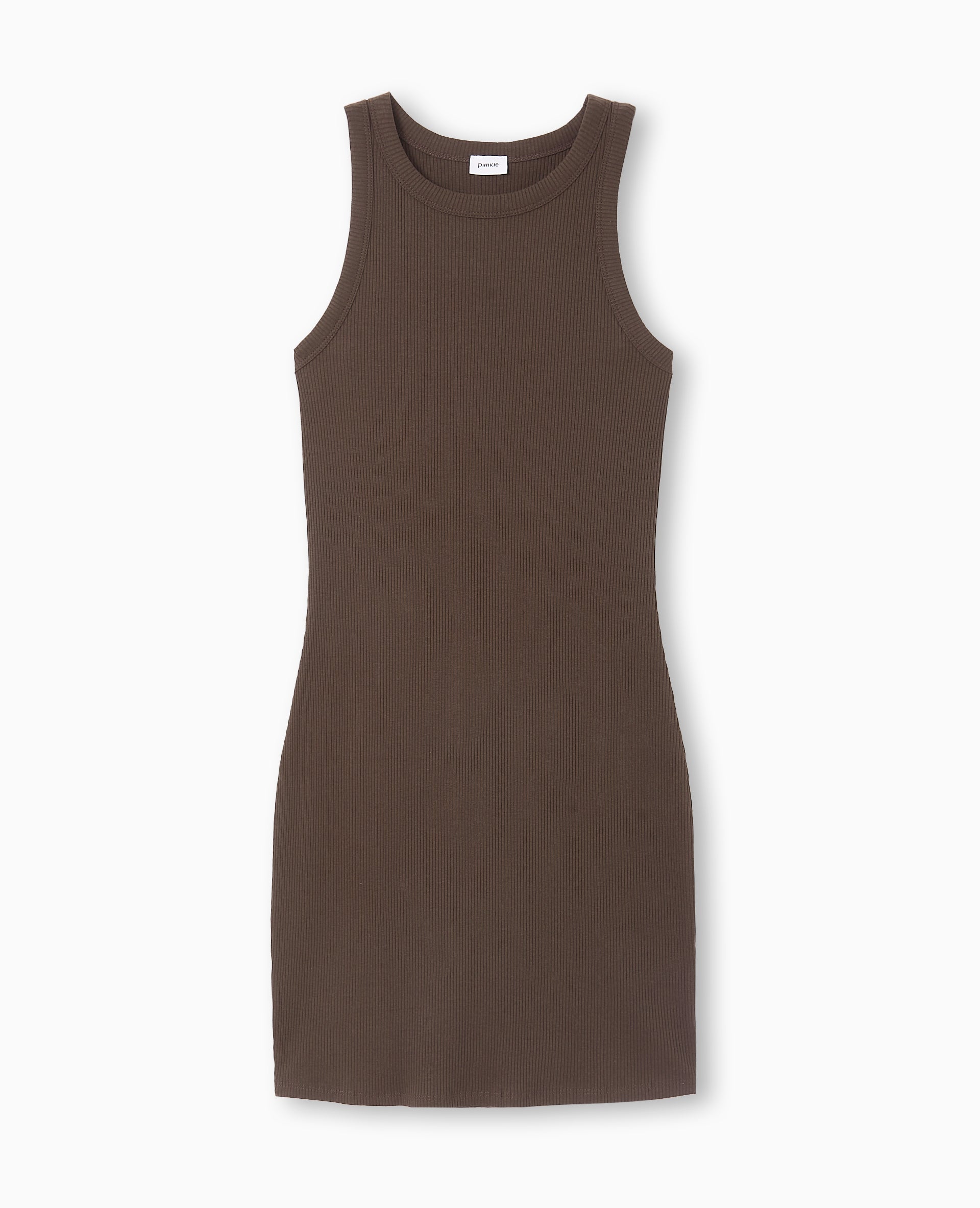 Robe débardeur courte en maille côtelée