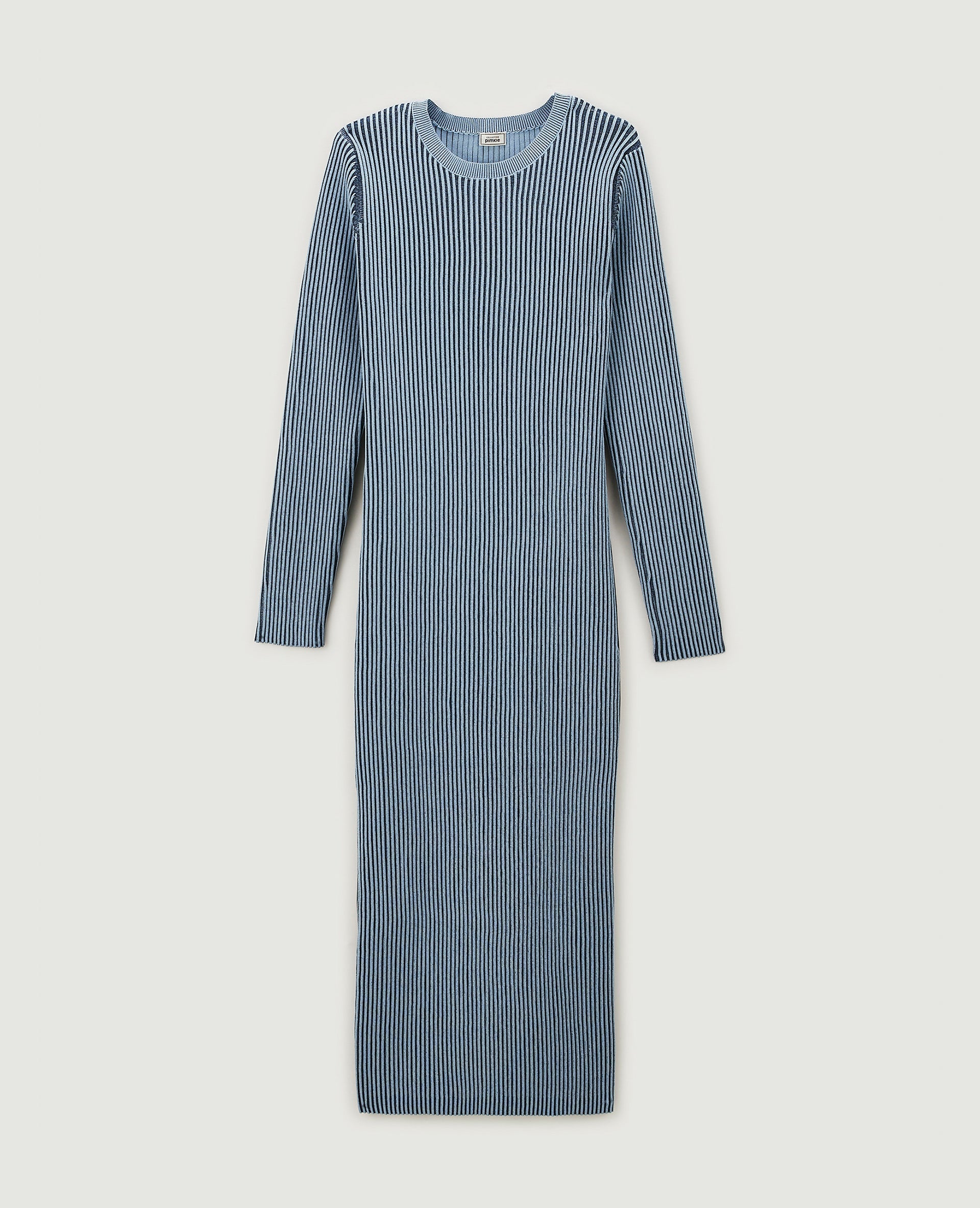 Robe longue en maille avec effet rayé