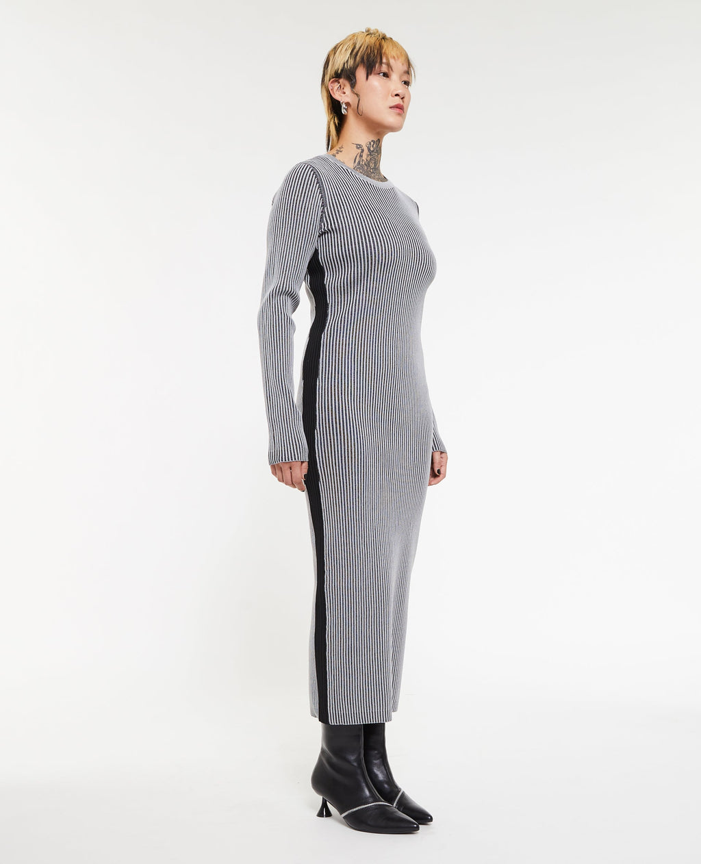 Robe longue en maille avec effet vanisé