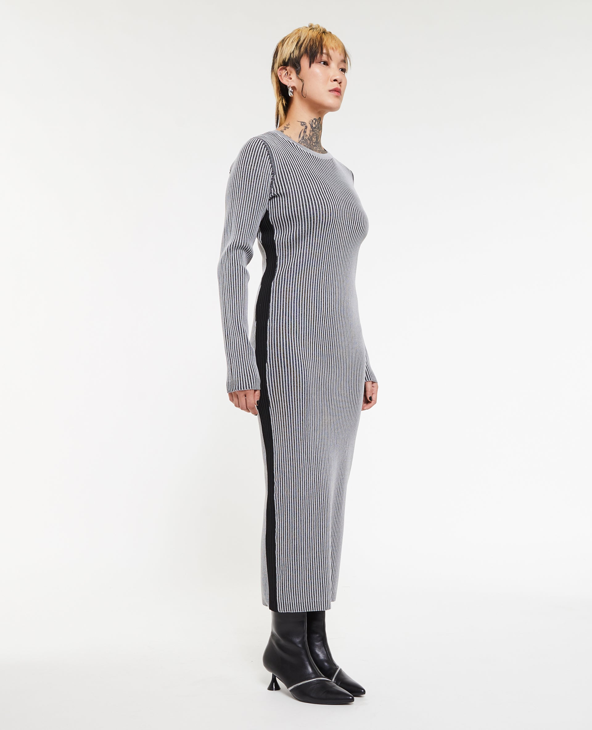 Robe longue en maille avec effet vanisé