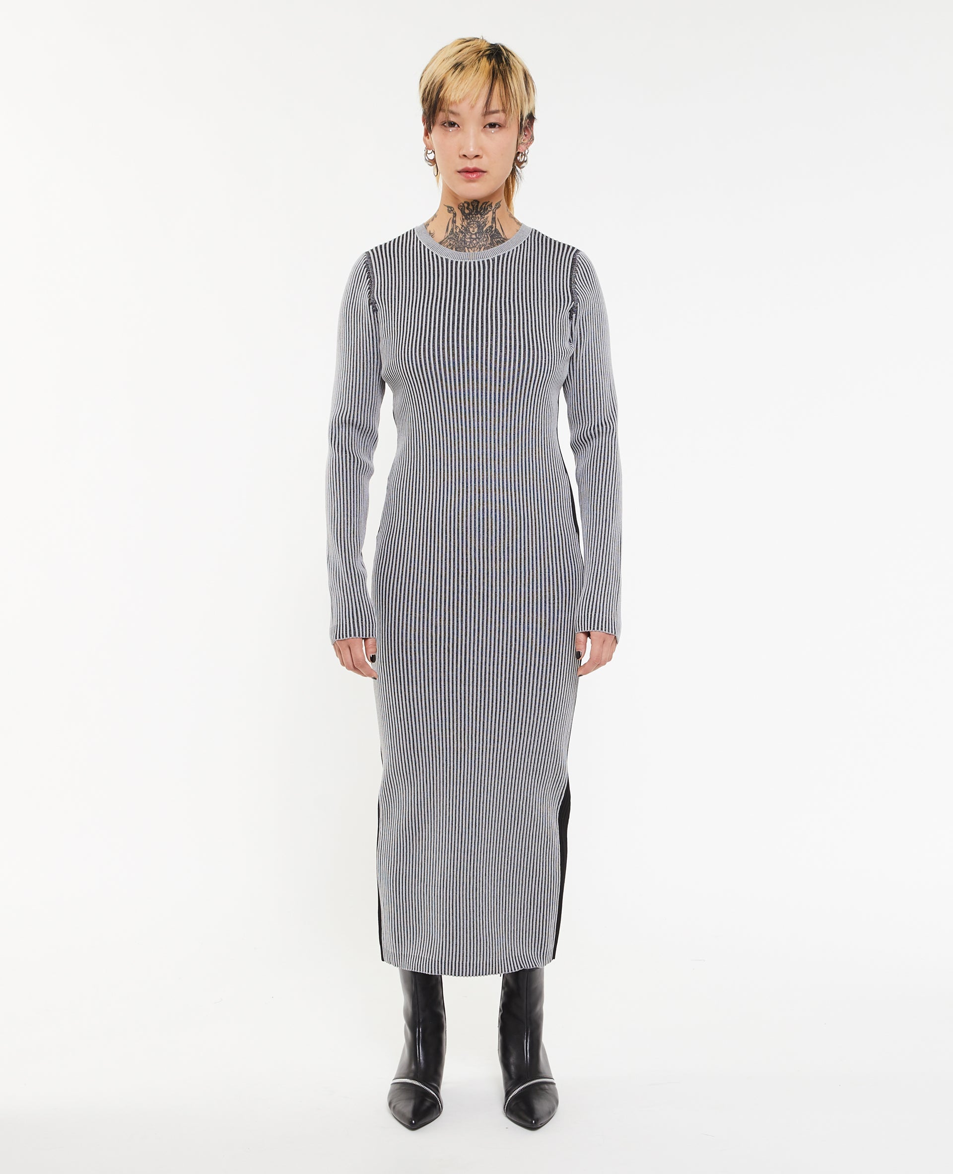 Robe longue en maille avec effet vanisé