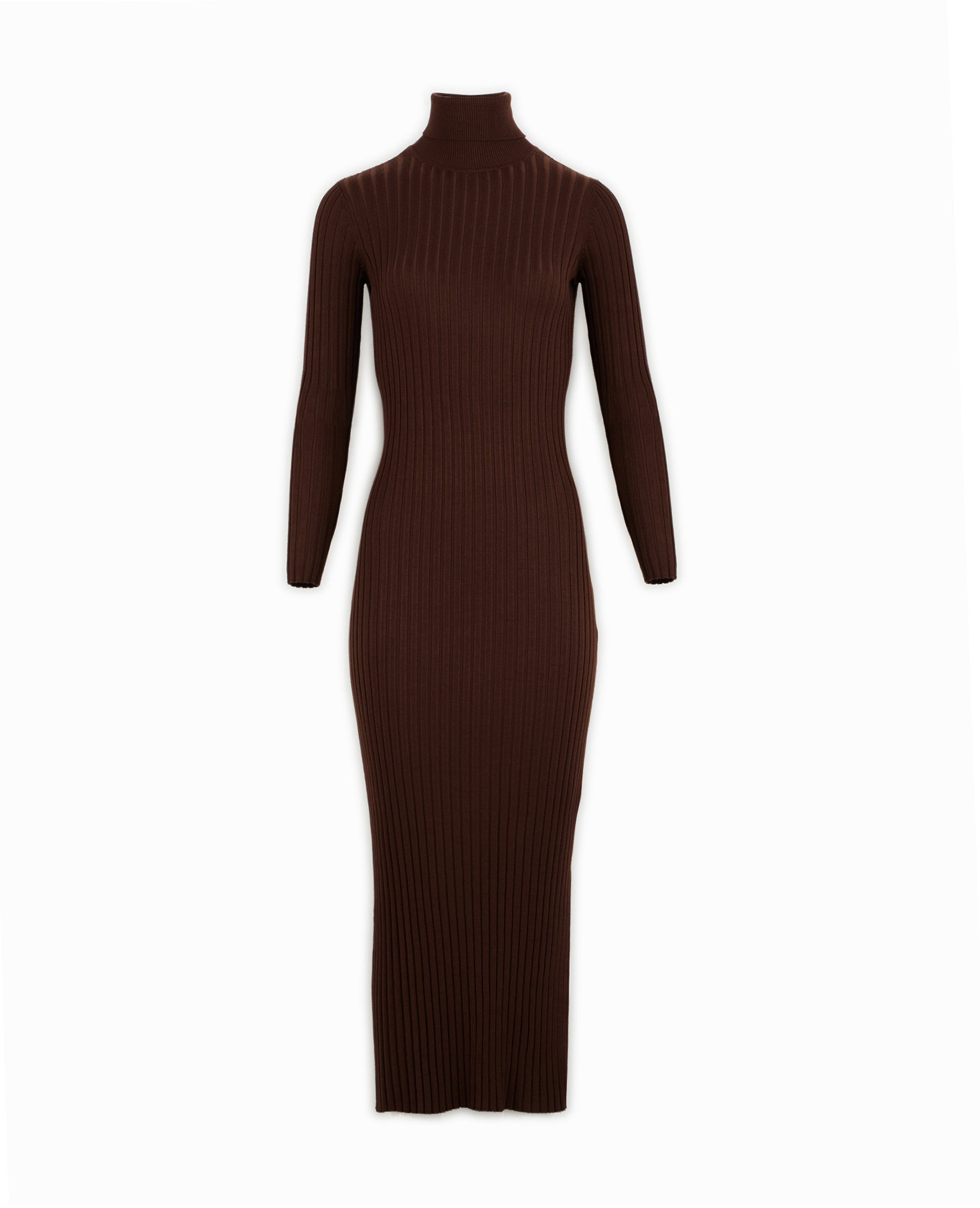 Robe longue moulante en maille côtelée
