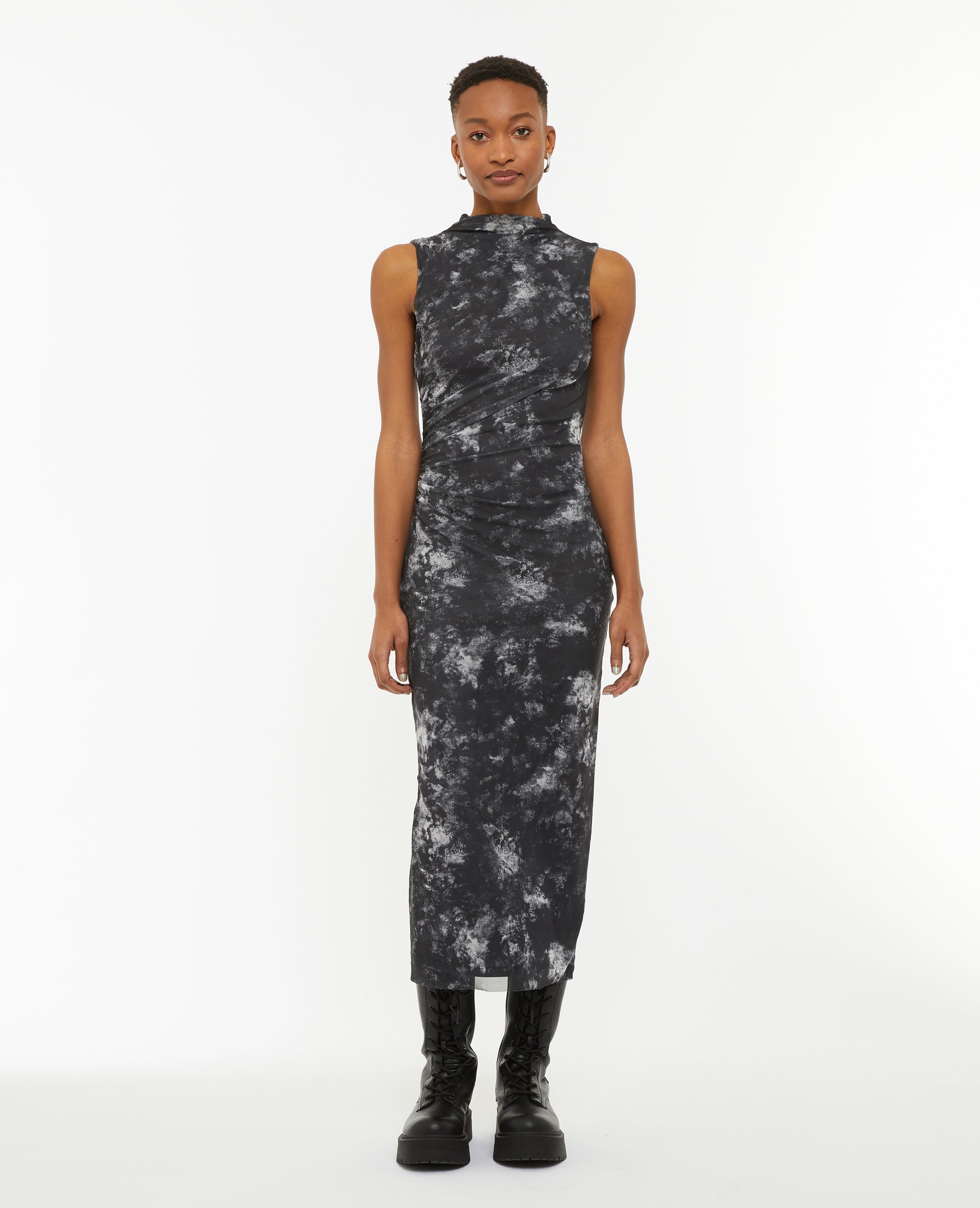 Robe longue en tulle effet marbré