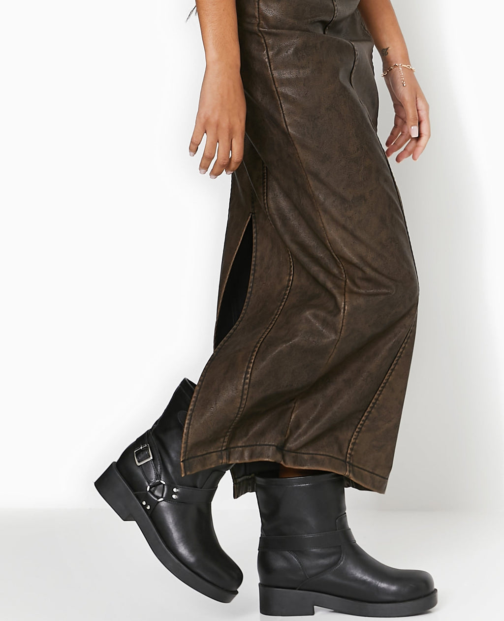 Robe longue bustier en simili
