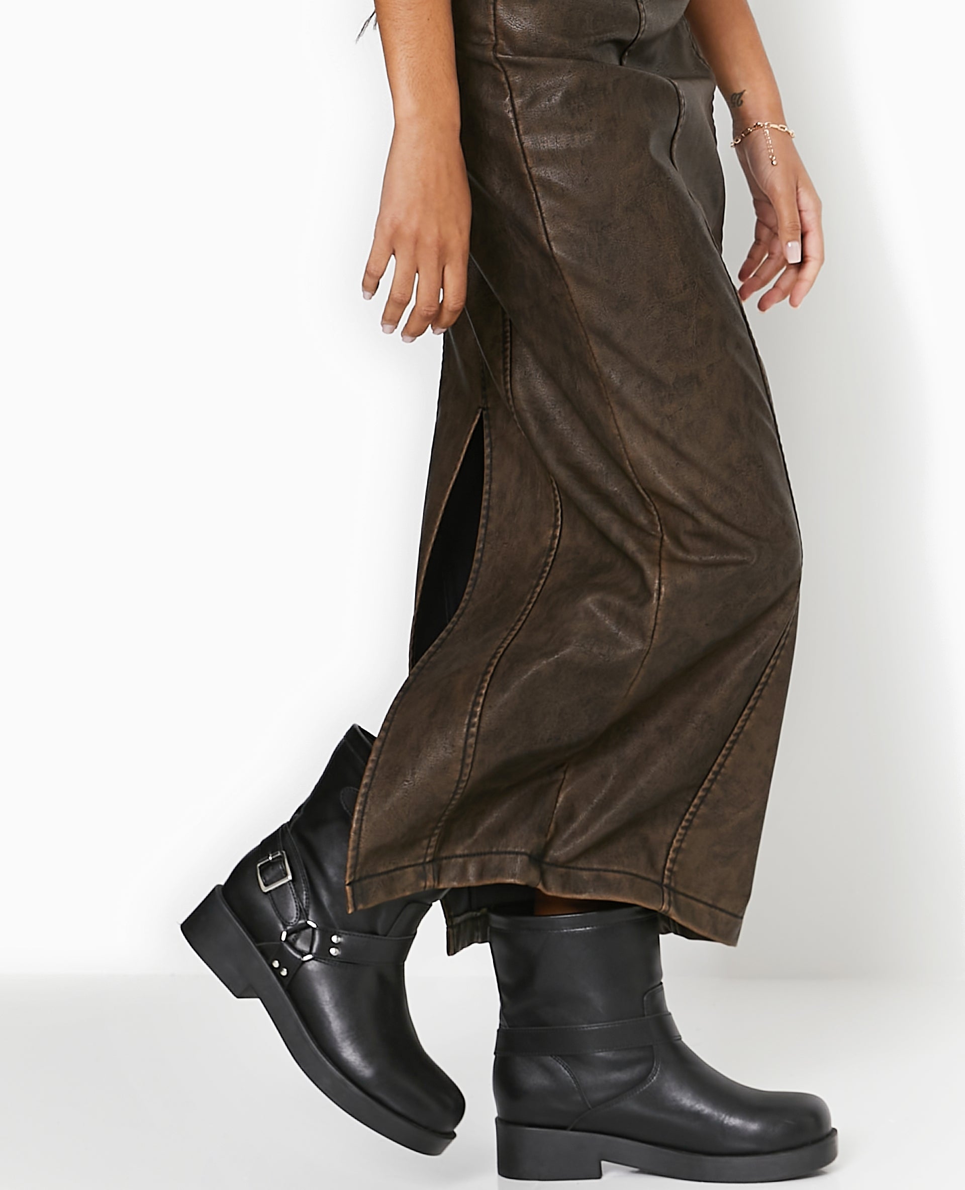 Robe longue bustier en simili