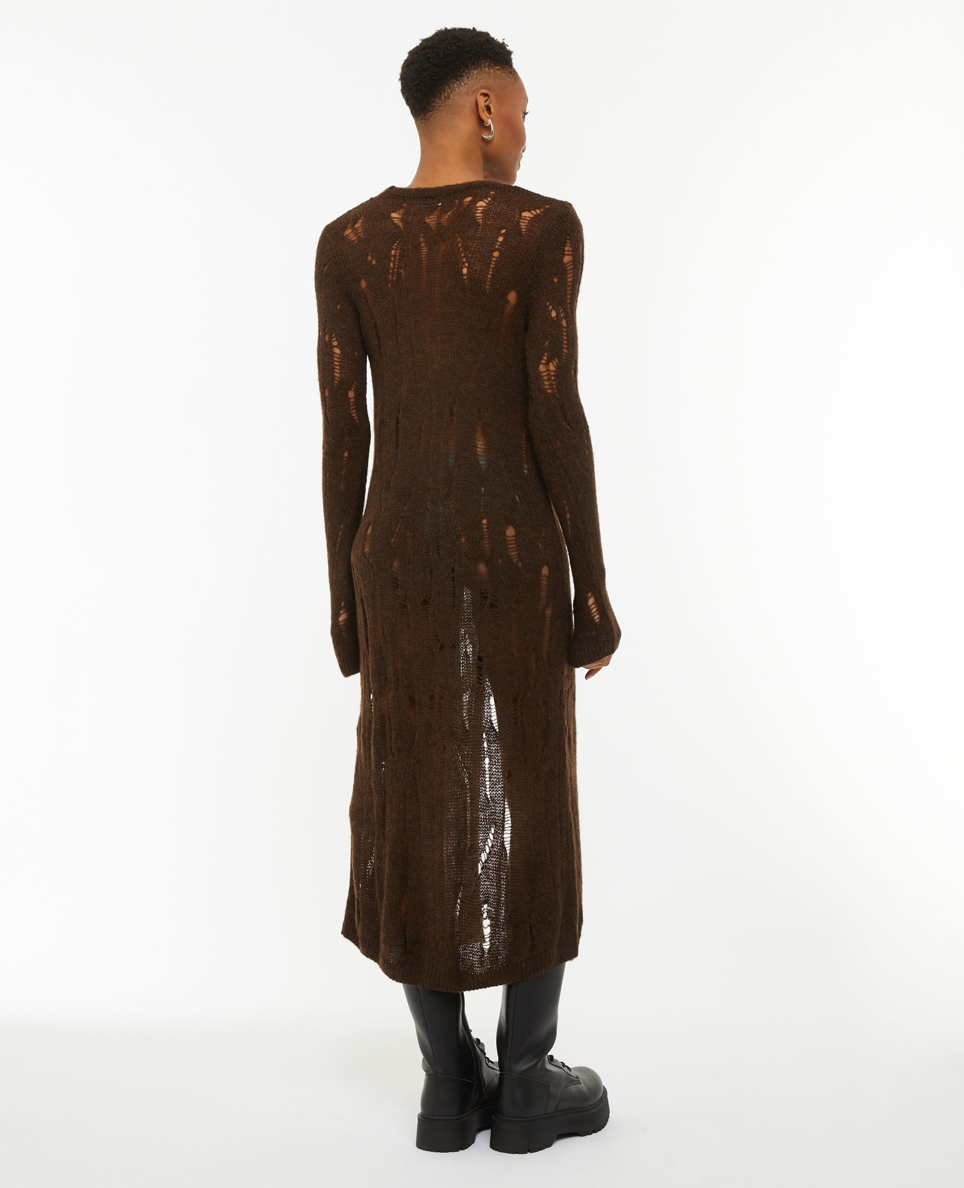 Robe longue en maille ajourée