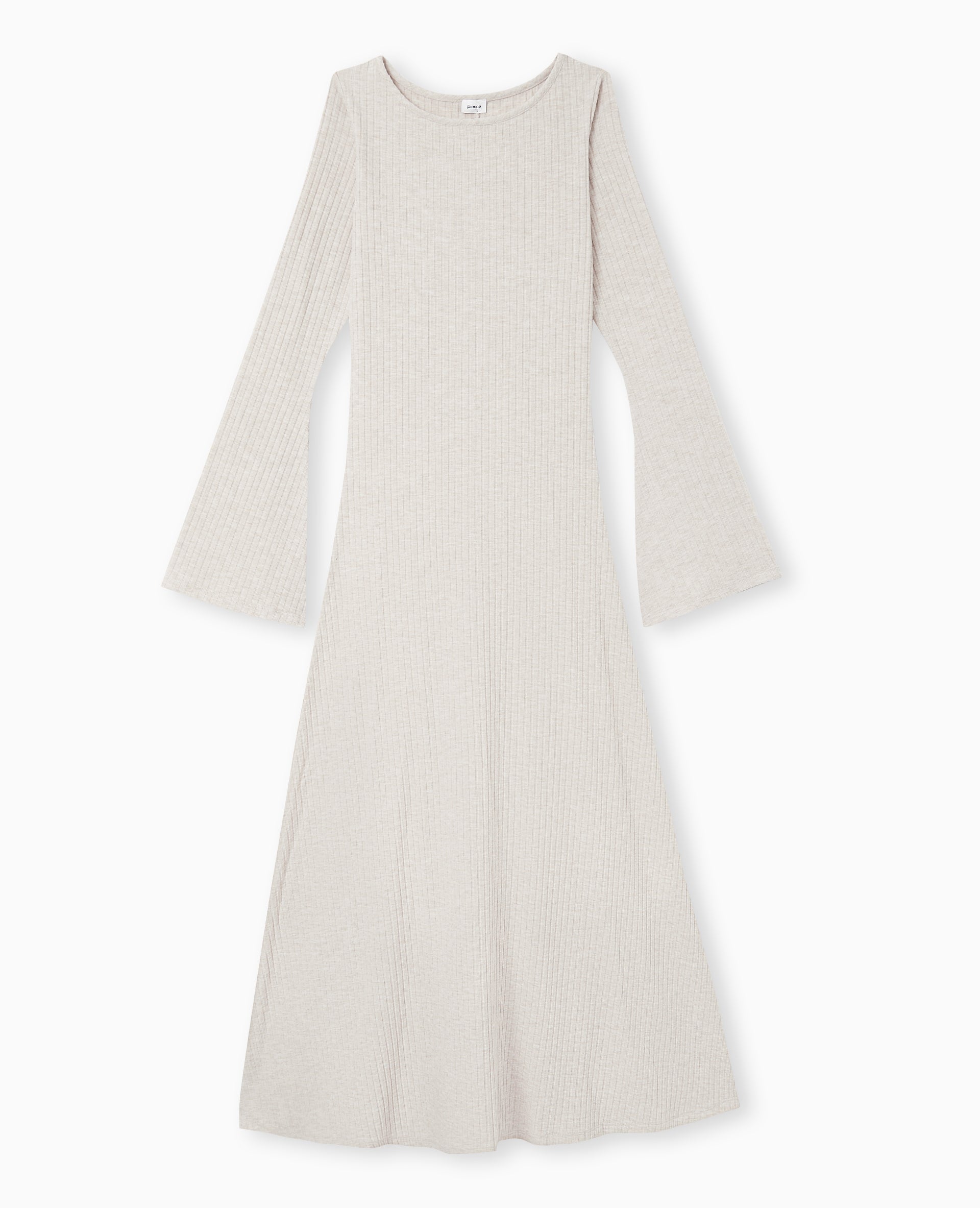 Robe longue évasée en maille côtelée