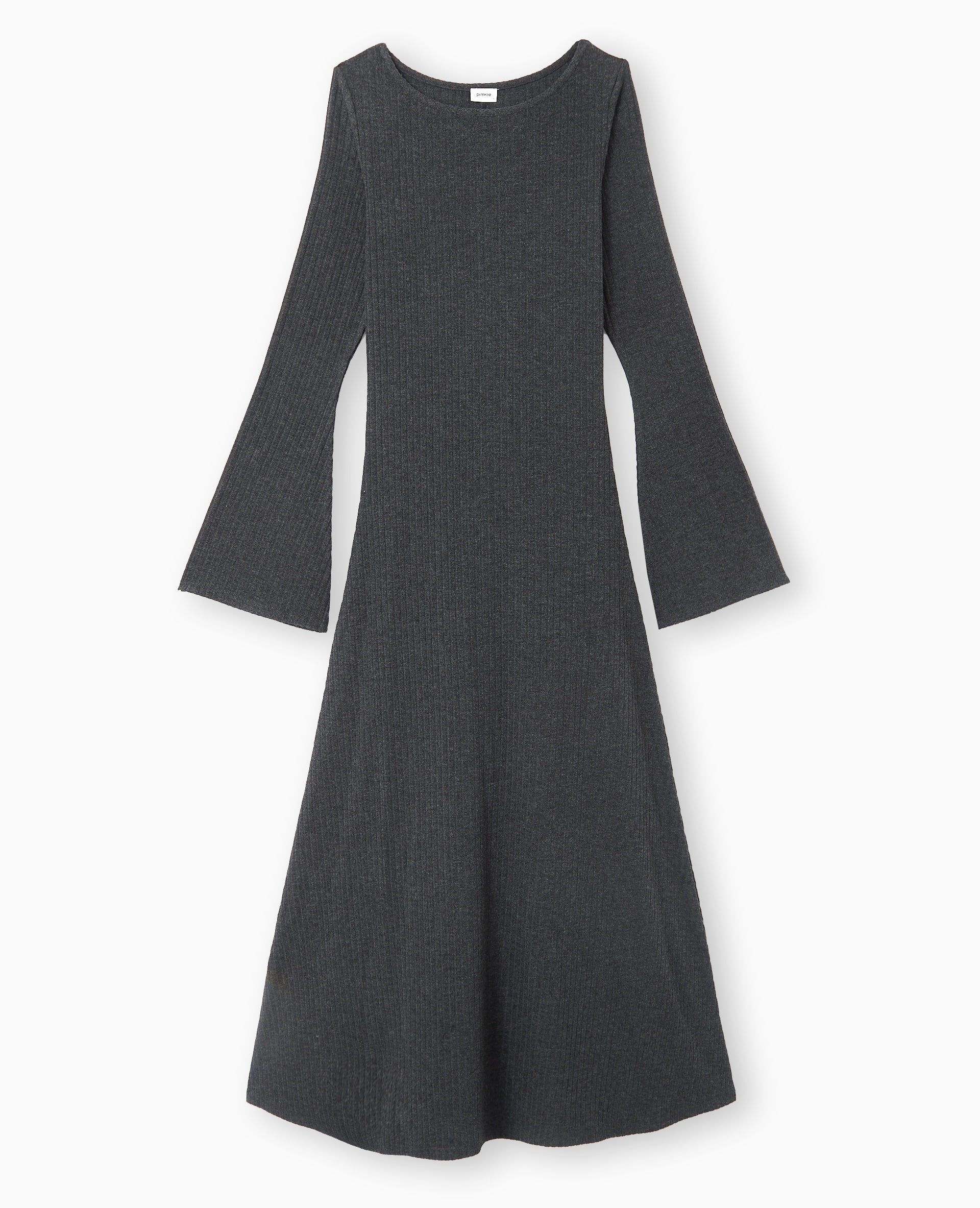 Robe longue évasée en maille côtelée