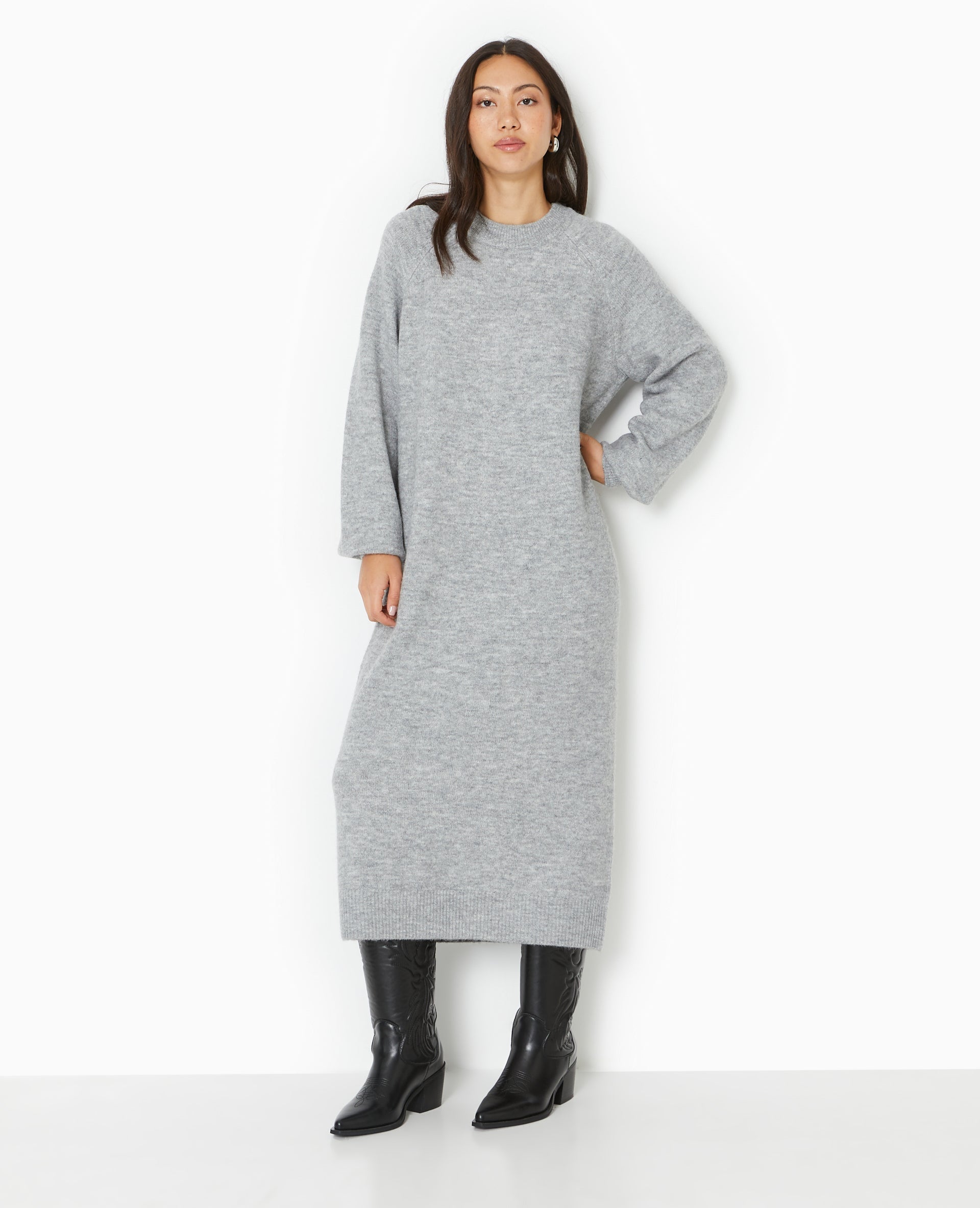 Robe longue en maille tricot