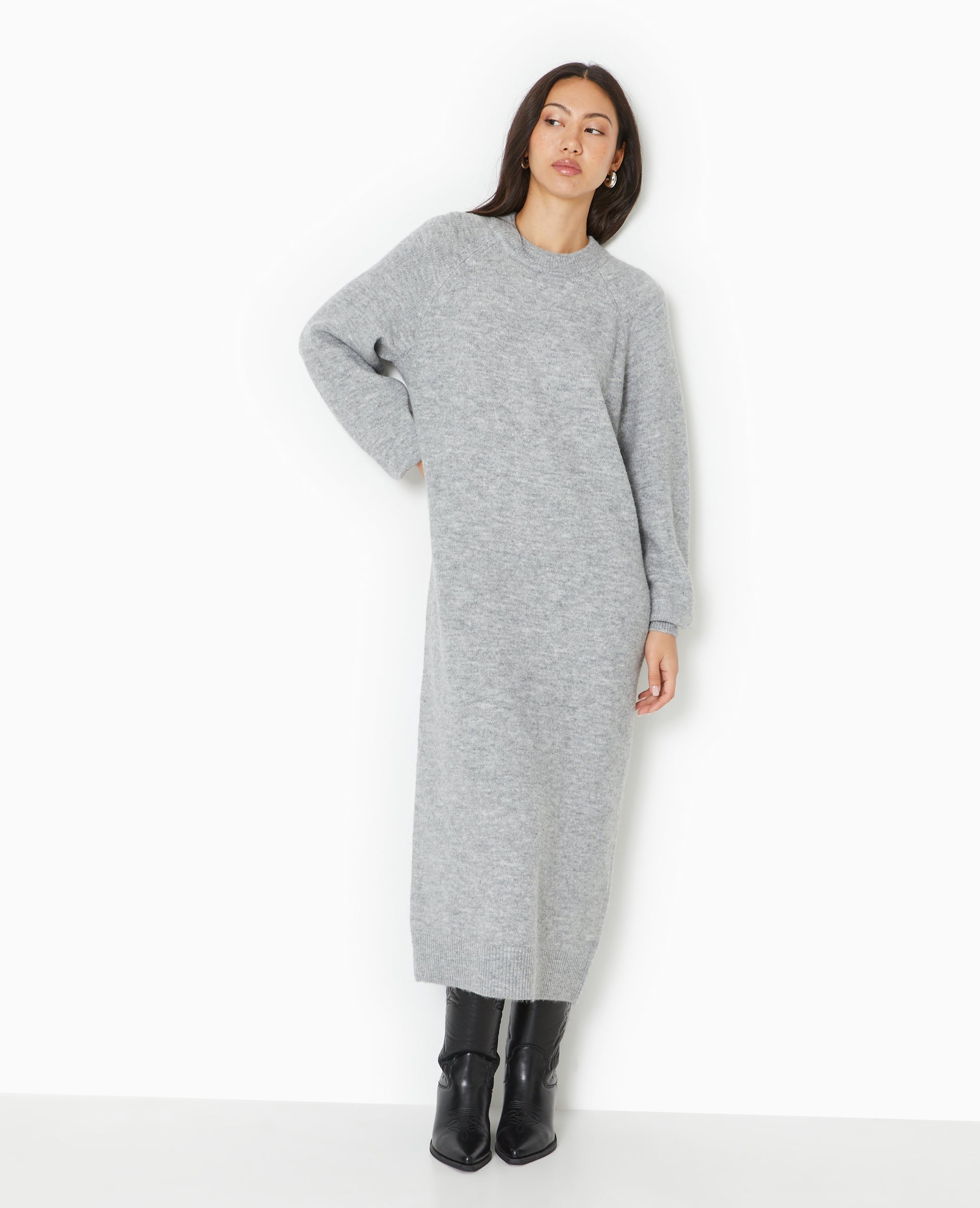 Robe longue en maille tricot