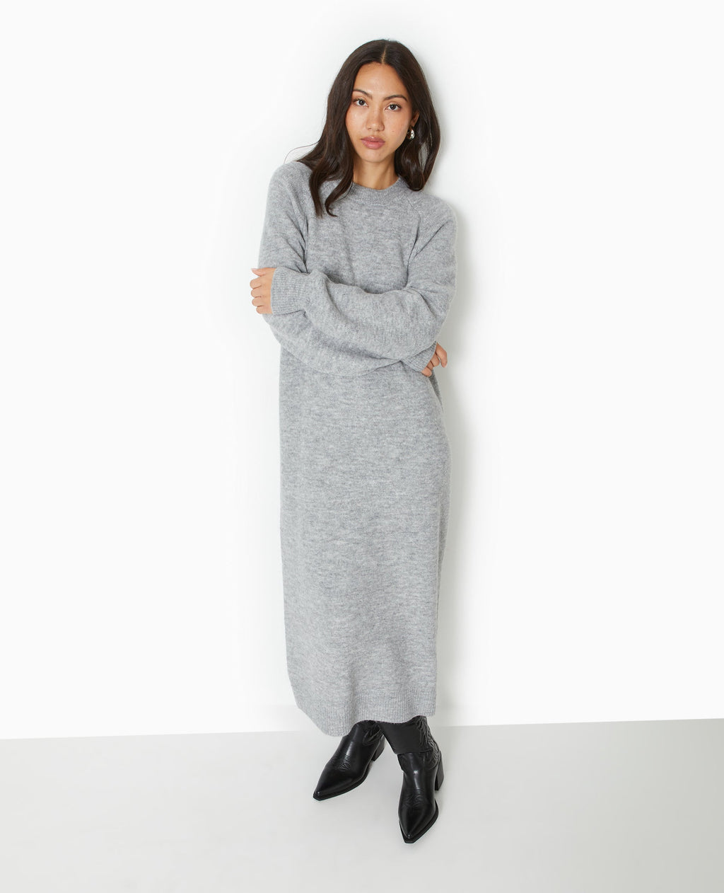 Robe longue en maille tricot