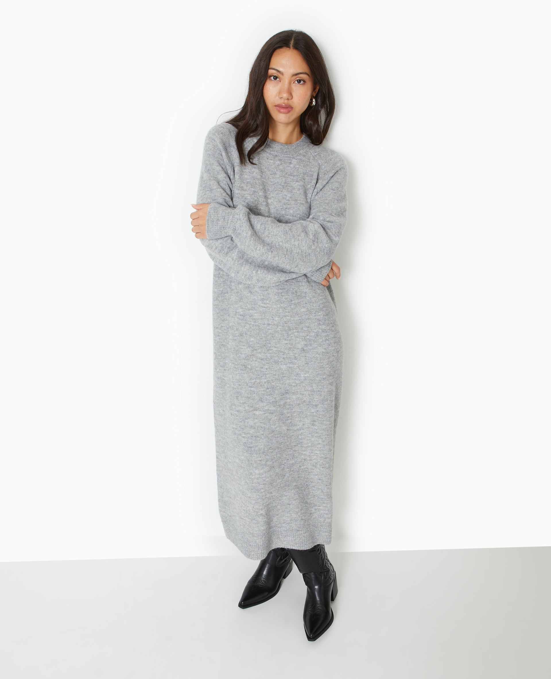 Robe longue en maille tricot
