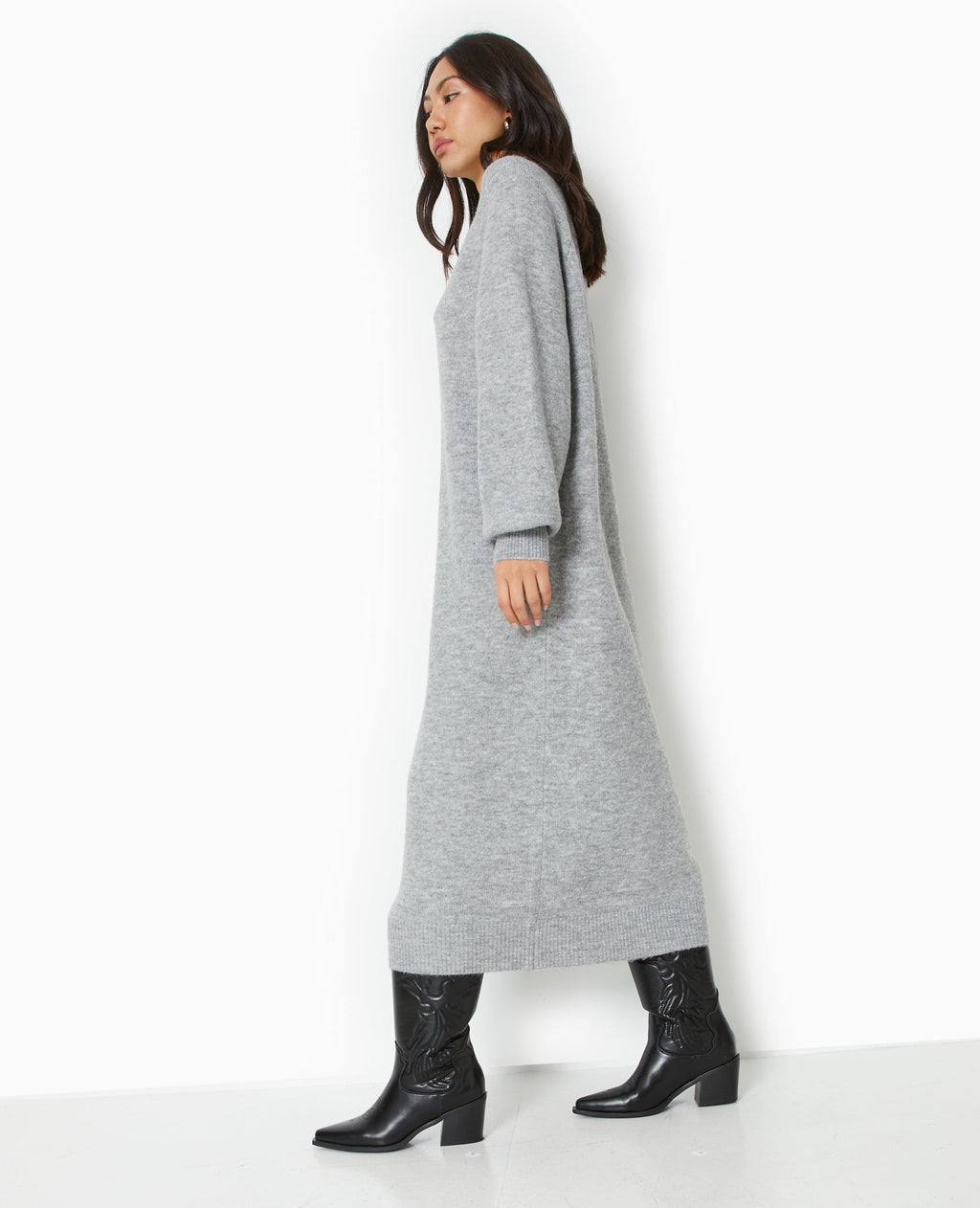 Robe longue en maille tricot