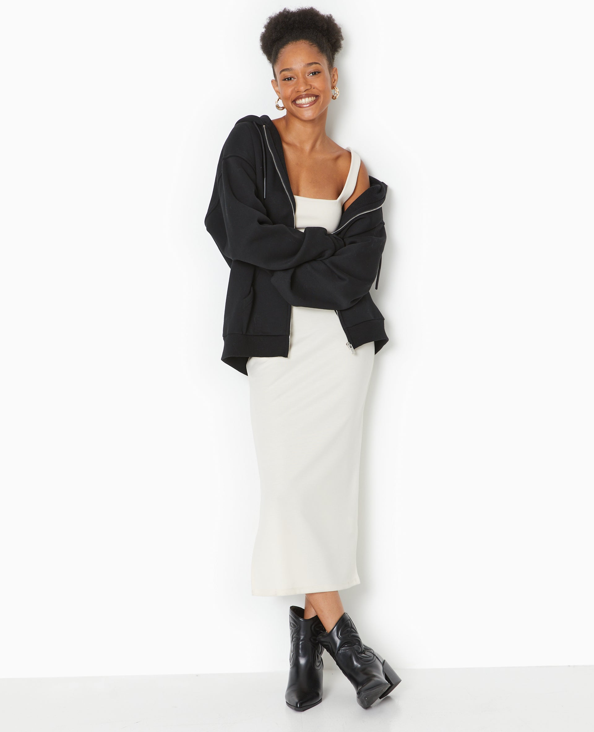 Robe longue et moulante en maille