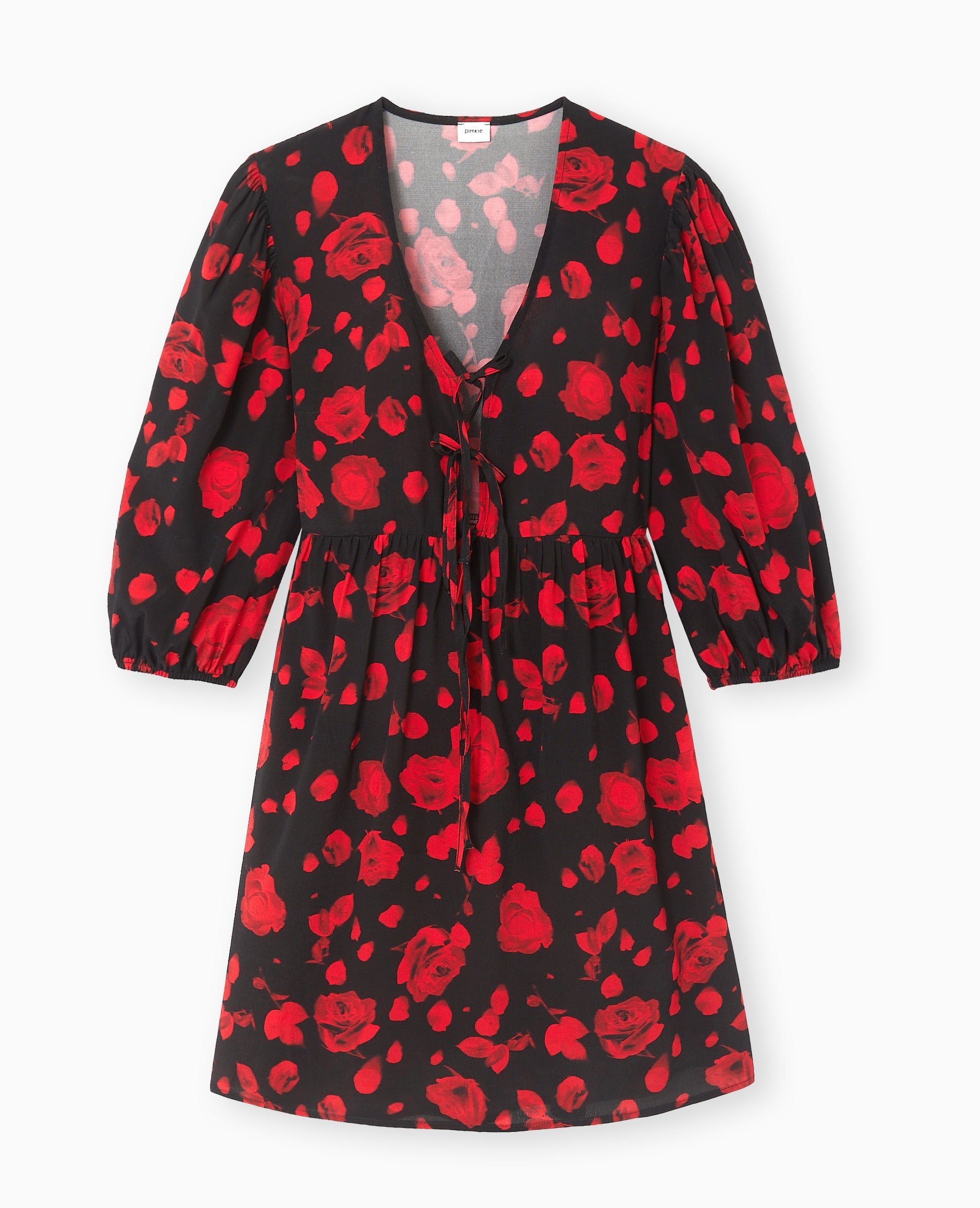 Robe courte avec nœuds motif roses