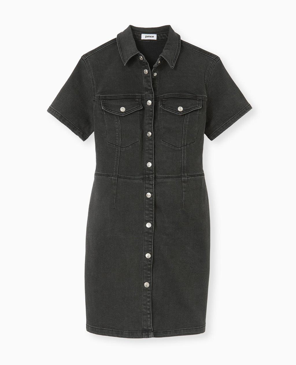 Robe courte boutonnée en jean stretch