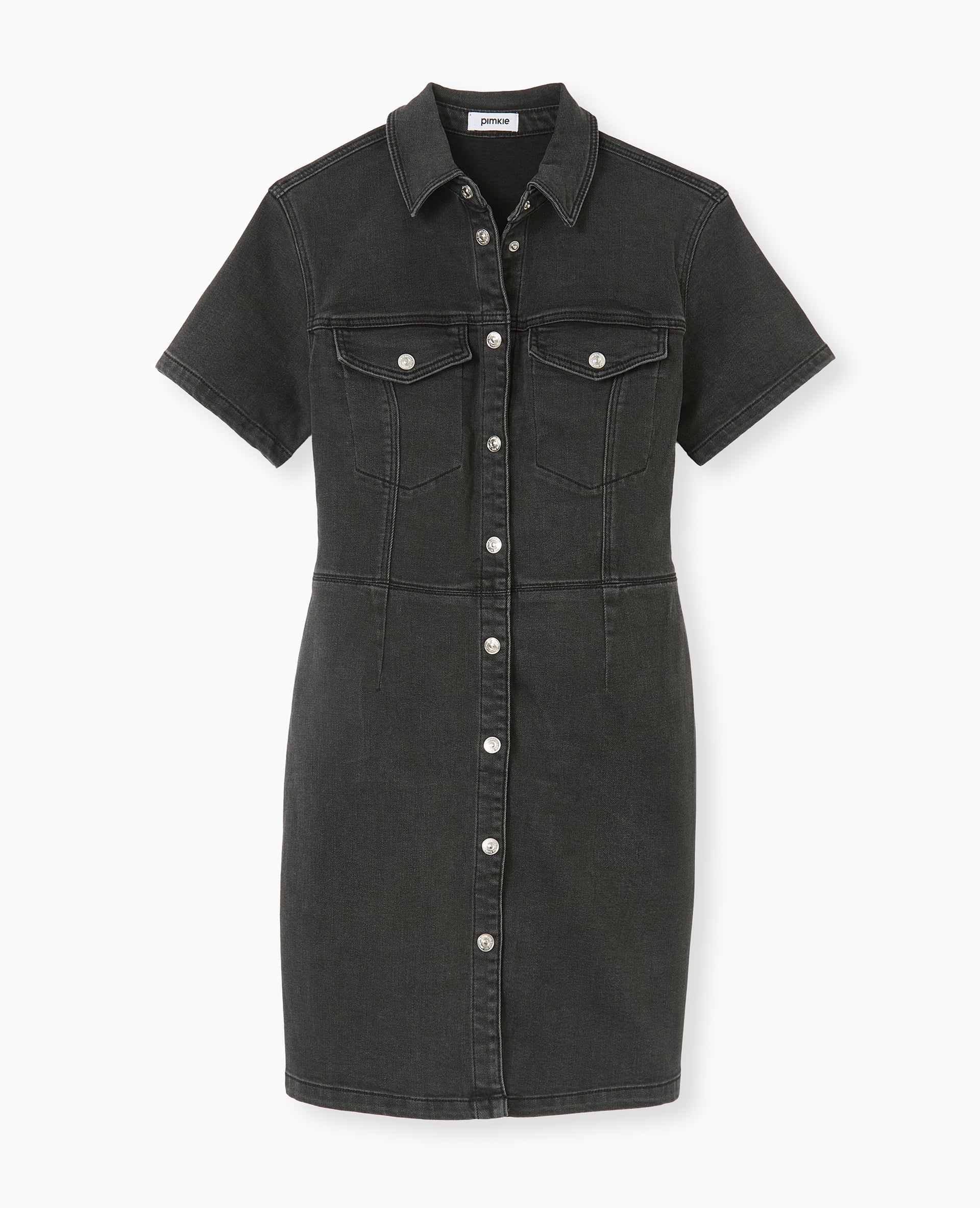 Robe courte boutonnée en jean stretch