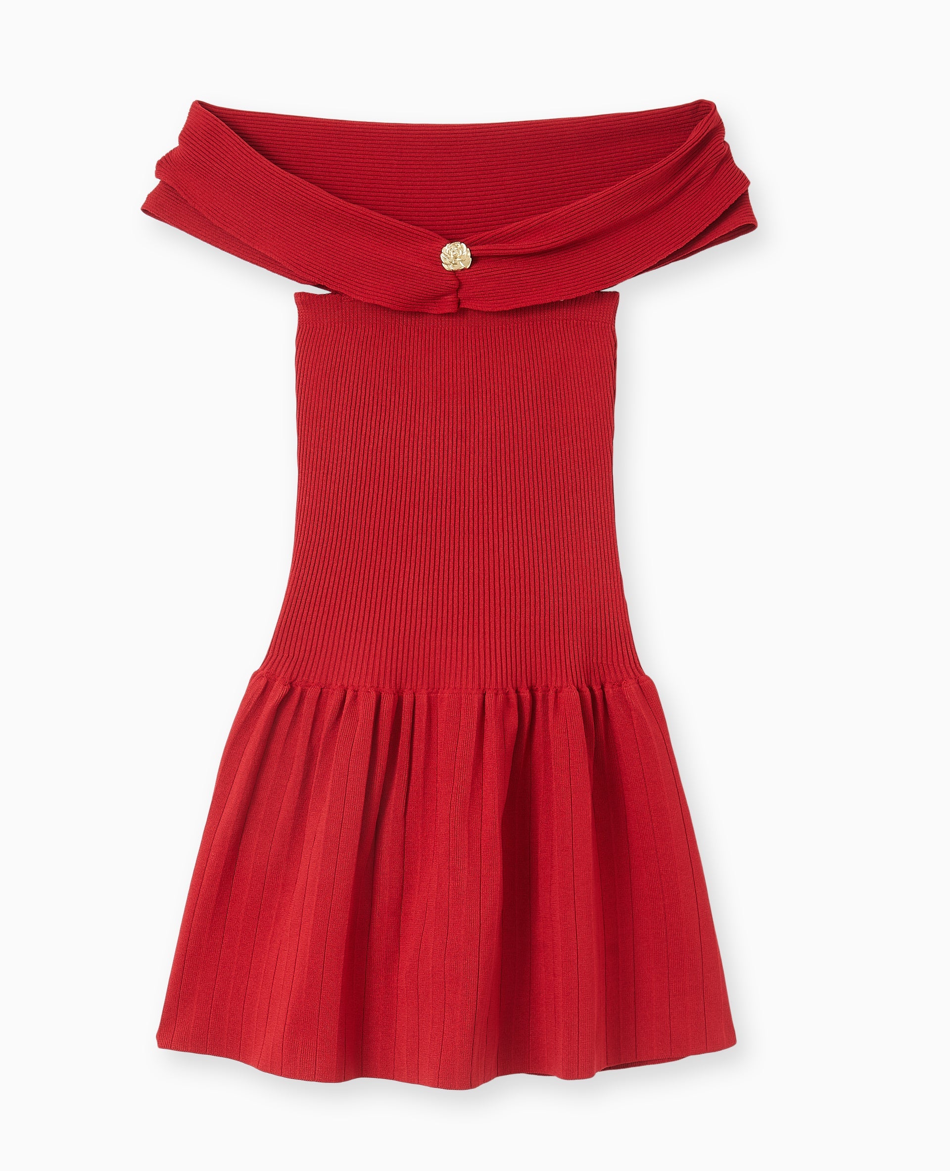 Robe courte patineuse en maille côtelée