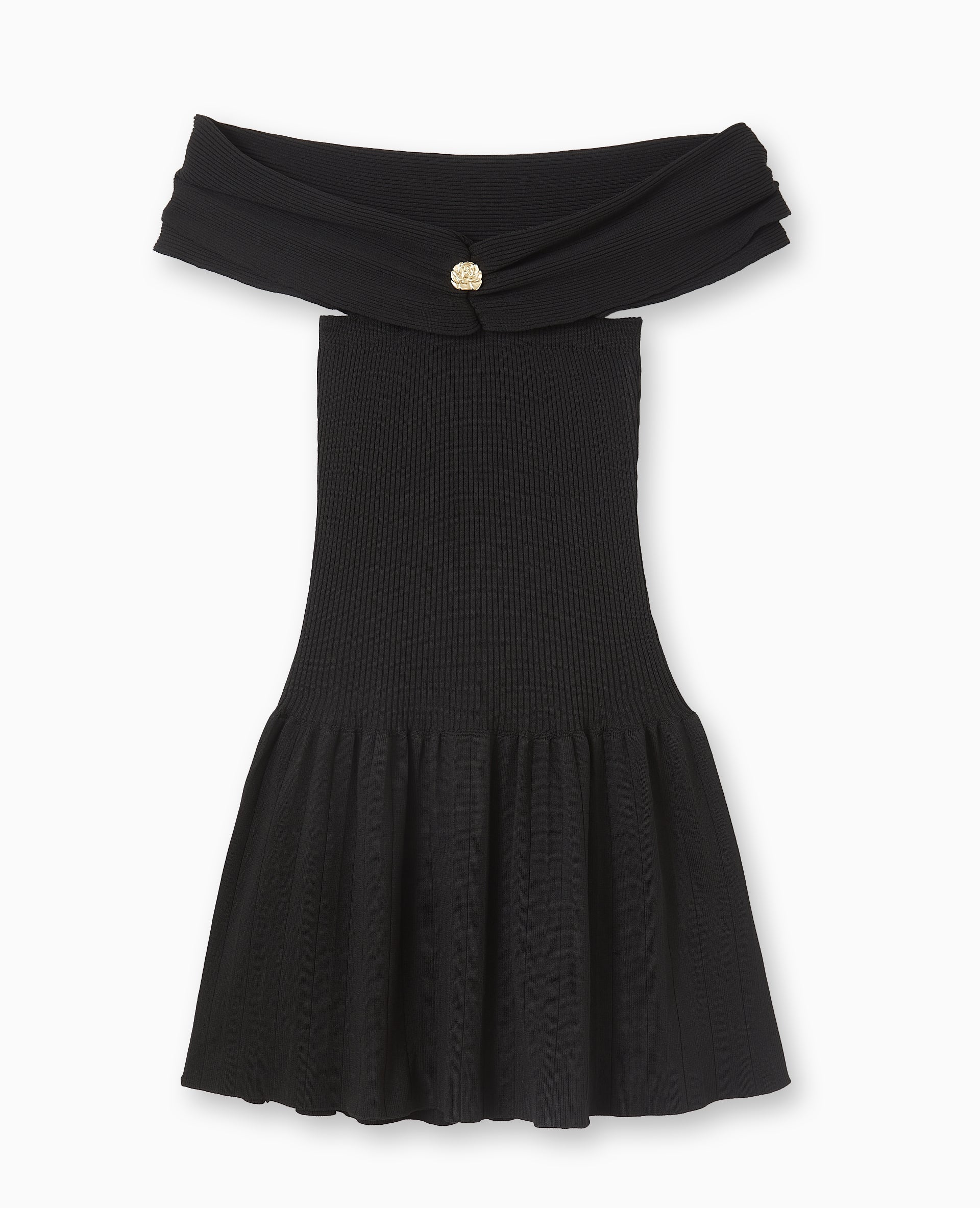 Robe courte patineuse en maille côtelée