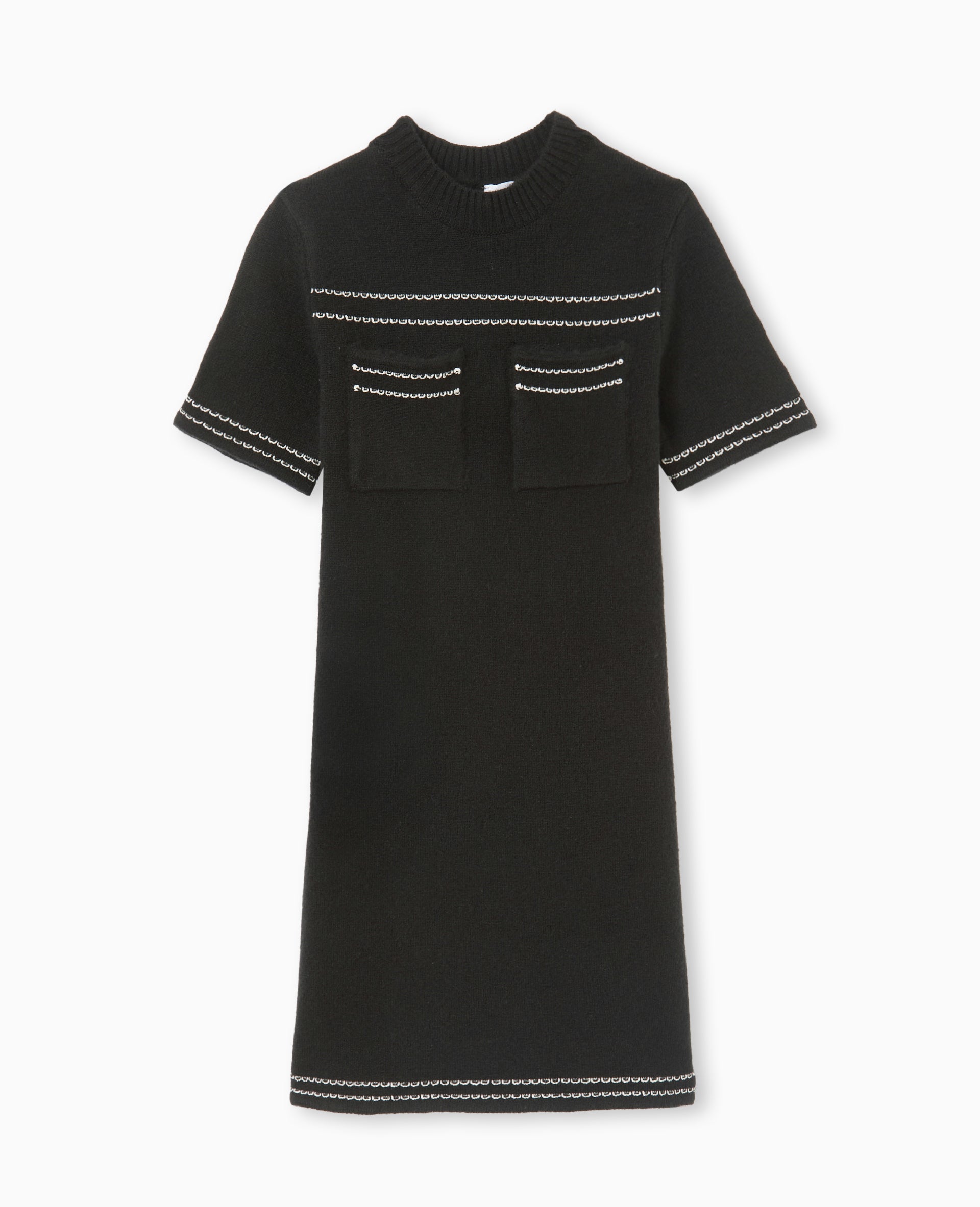 Robe courte en maille avec détails contrastés