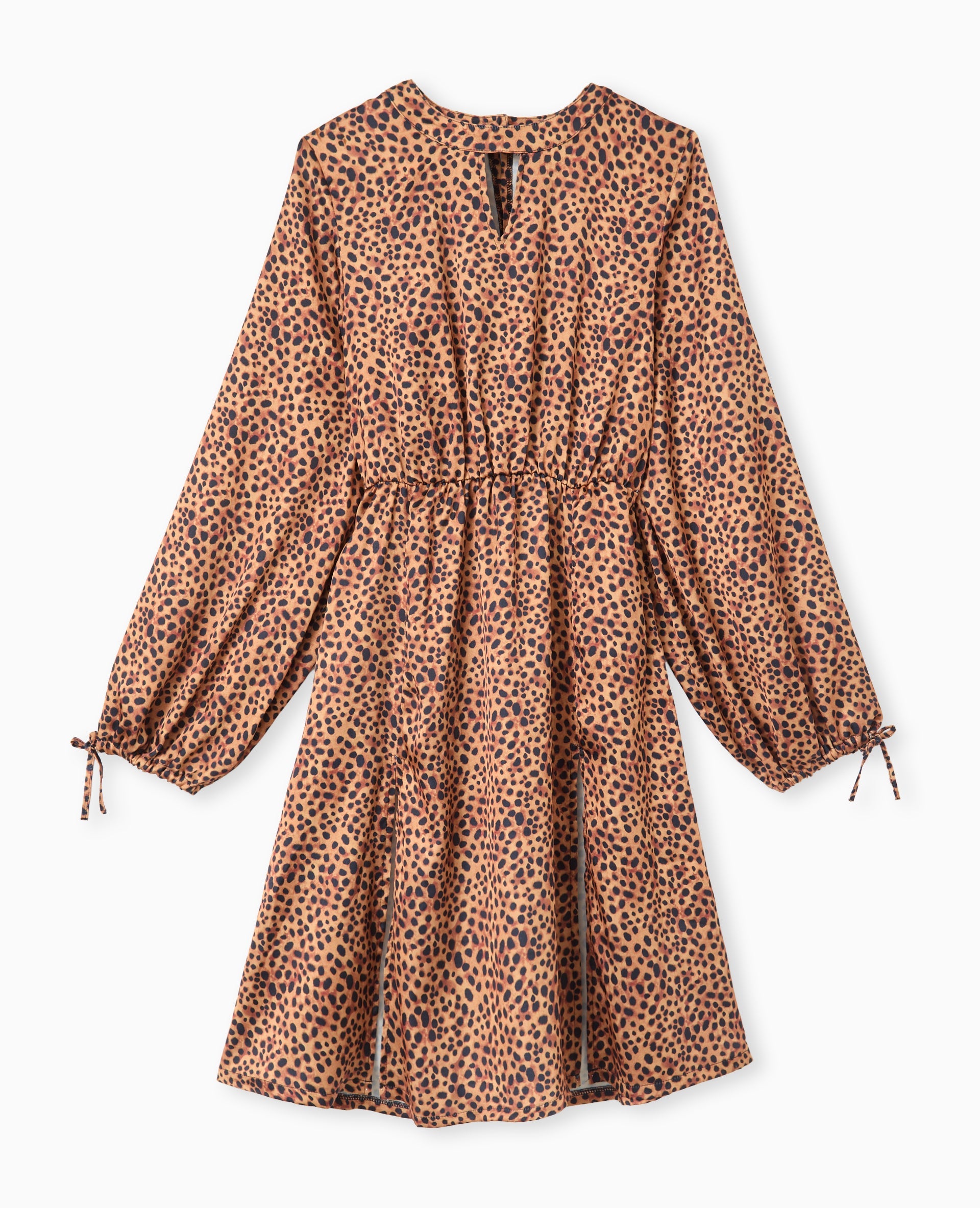 Robe midi en tissu satiné motif léopard