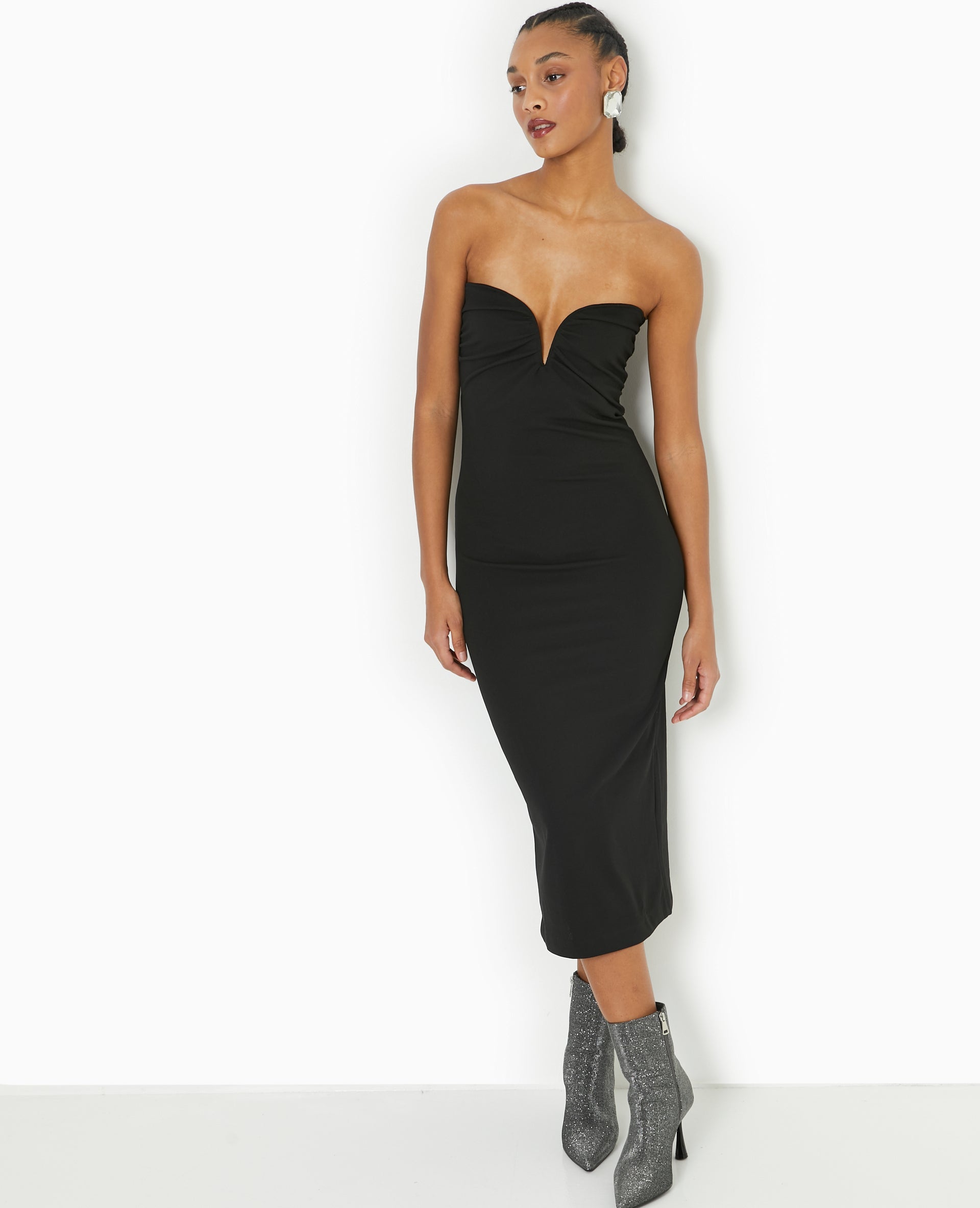 Robe longue bustier avec encolure cœur