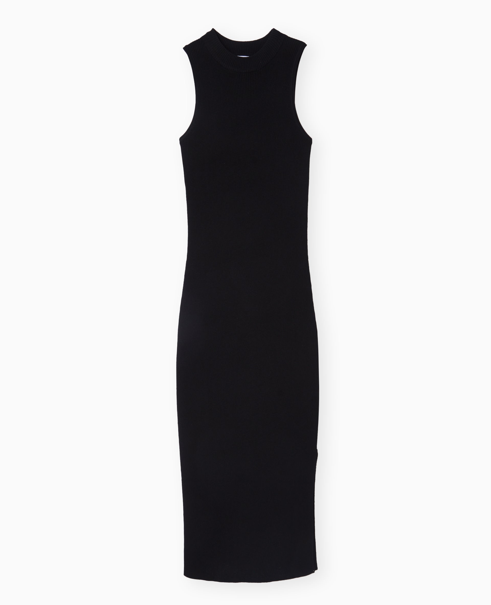 Robe longue et moulante en maille côtelée