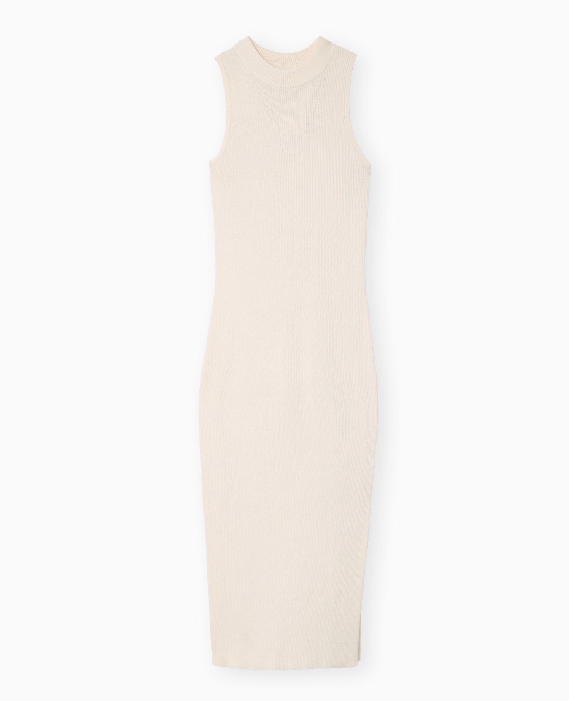 Robe longue et moulante en maille côtelée