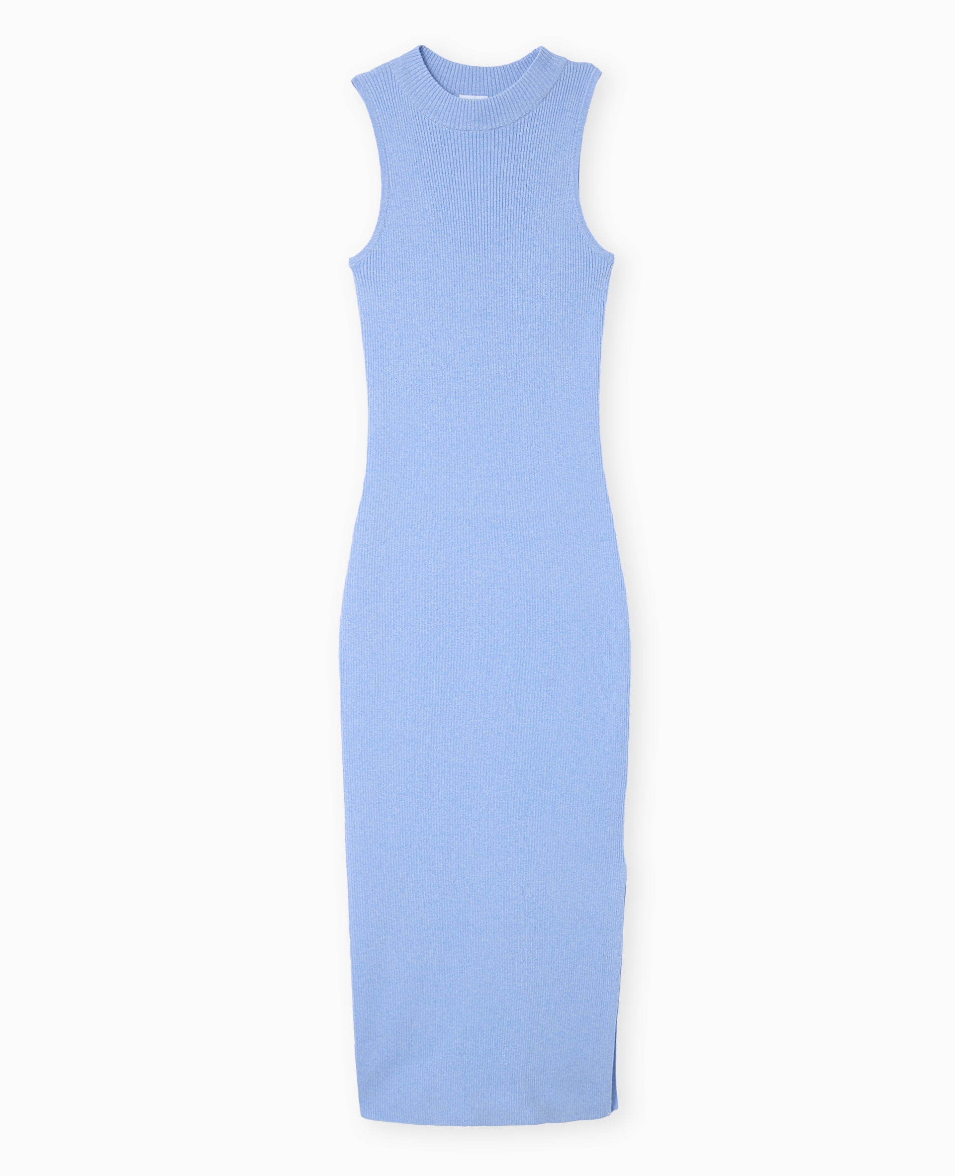 Robe longue et moulante en maille côtelée