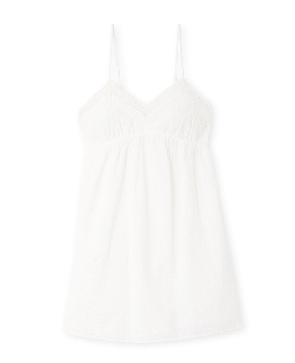 Robe courte en tissu gaufré avec dentelle