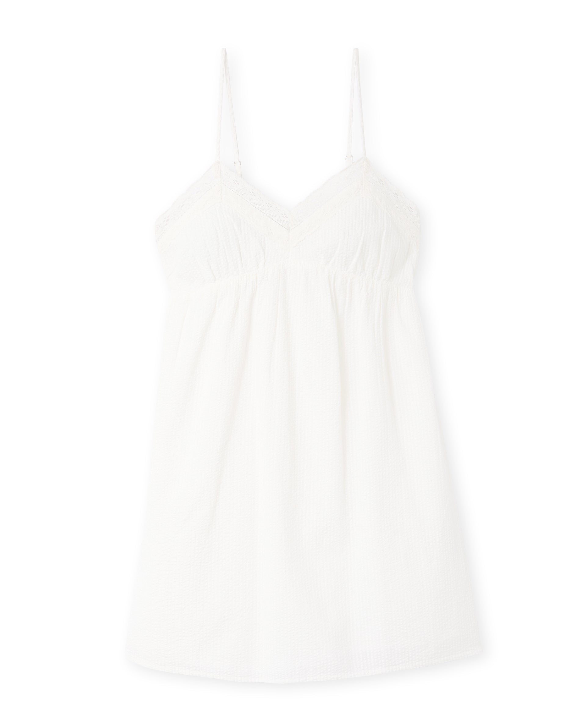 Robe courte en tissu gaufré avec dentelle
