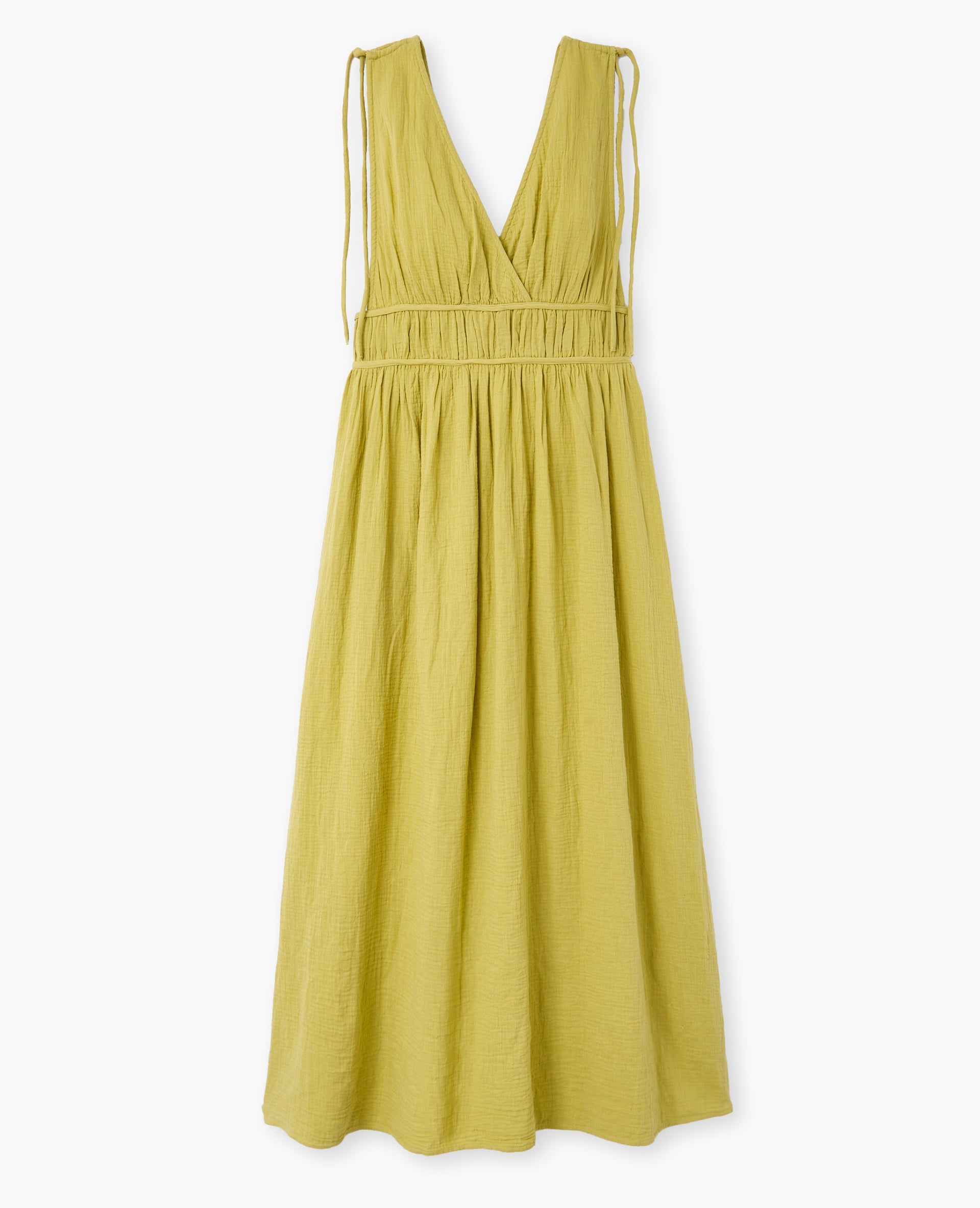 Robe longue en gaze de coton avec nouettes