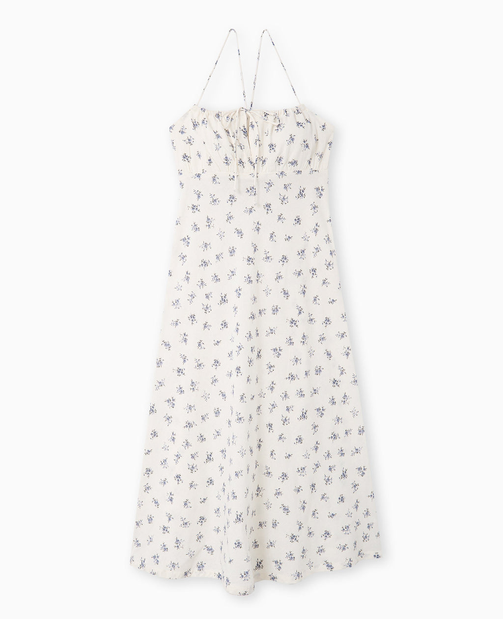 Robe longue avec lin motif fleurs