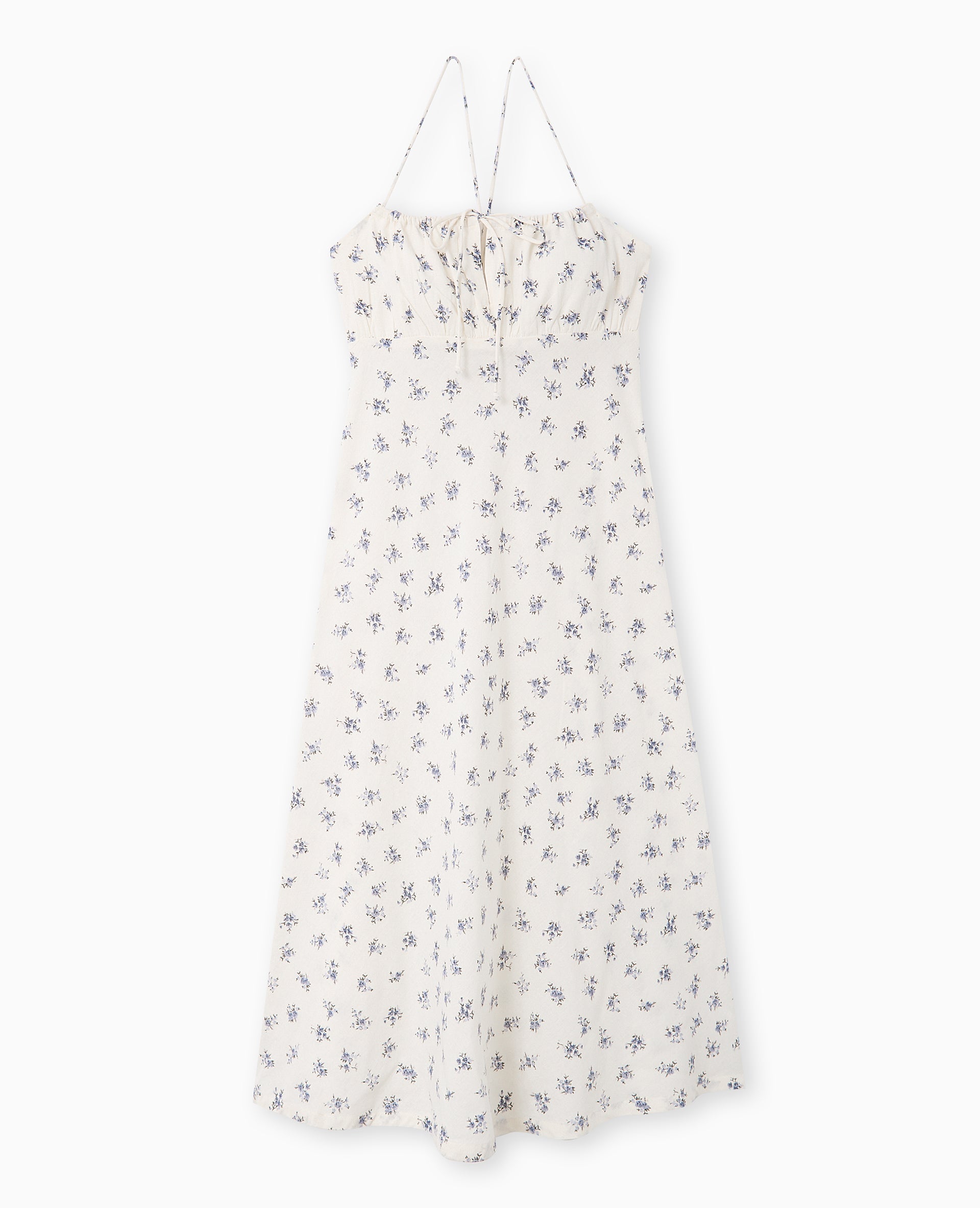 Robe longue avec lin motif fleurs