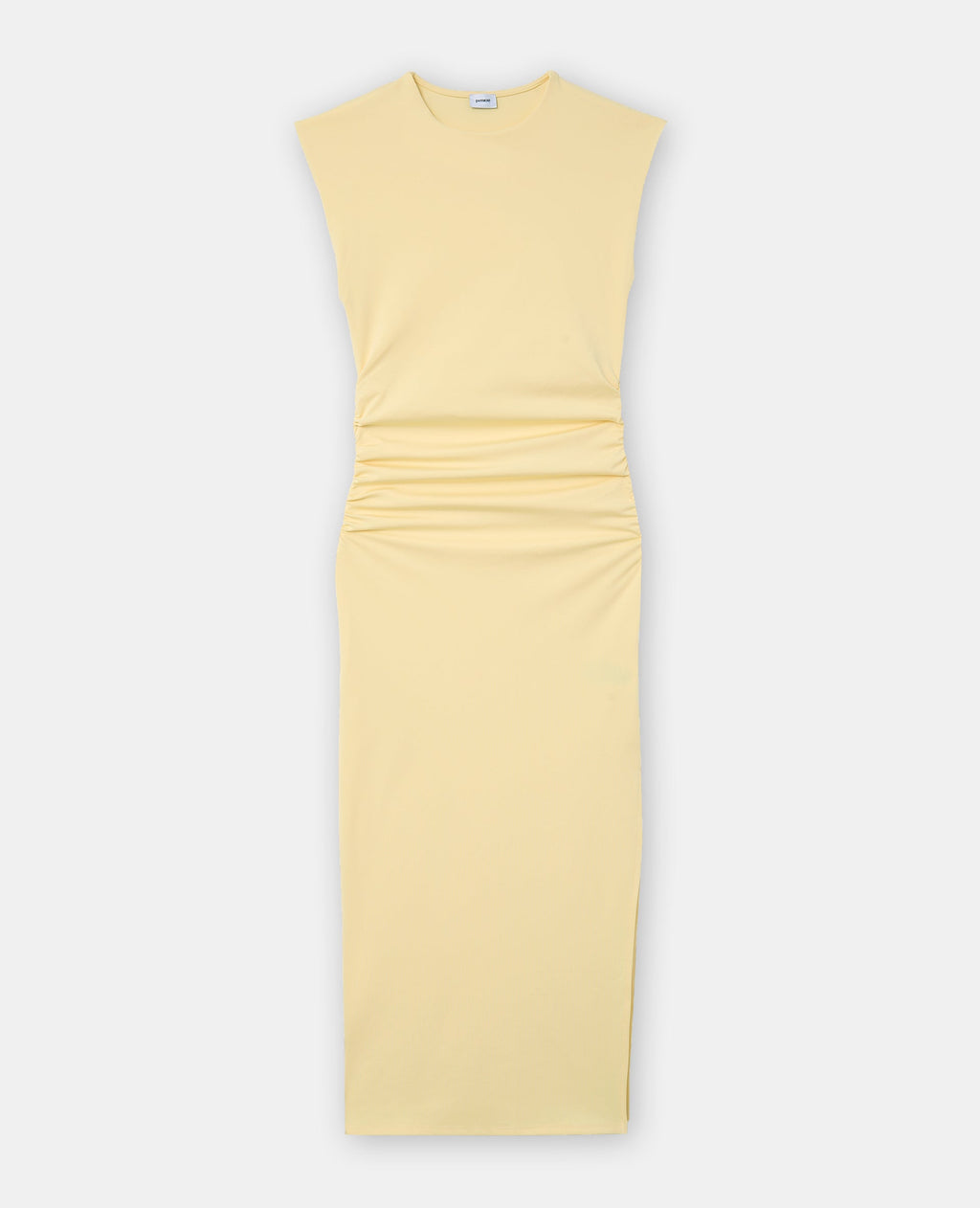 Robe longue sans manches avec fronces