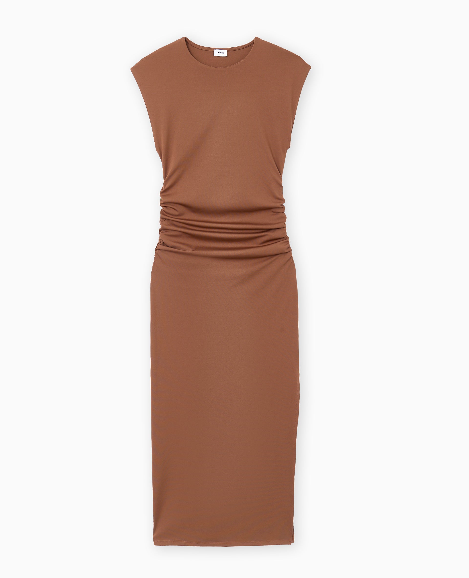 Robe longue sans manches avec fronces