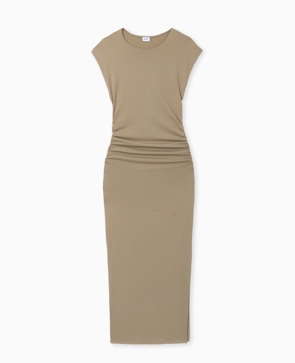 Robe longue sans manches avec fronces