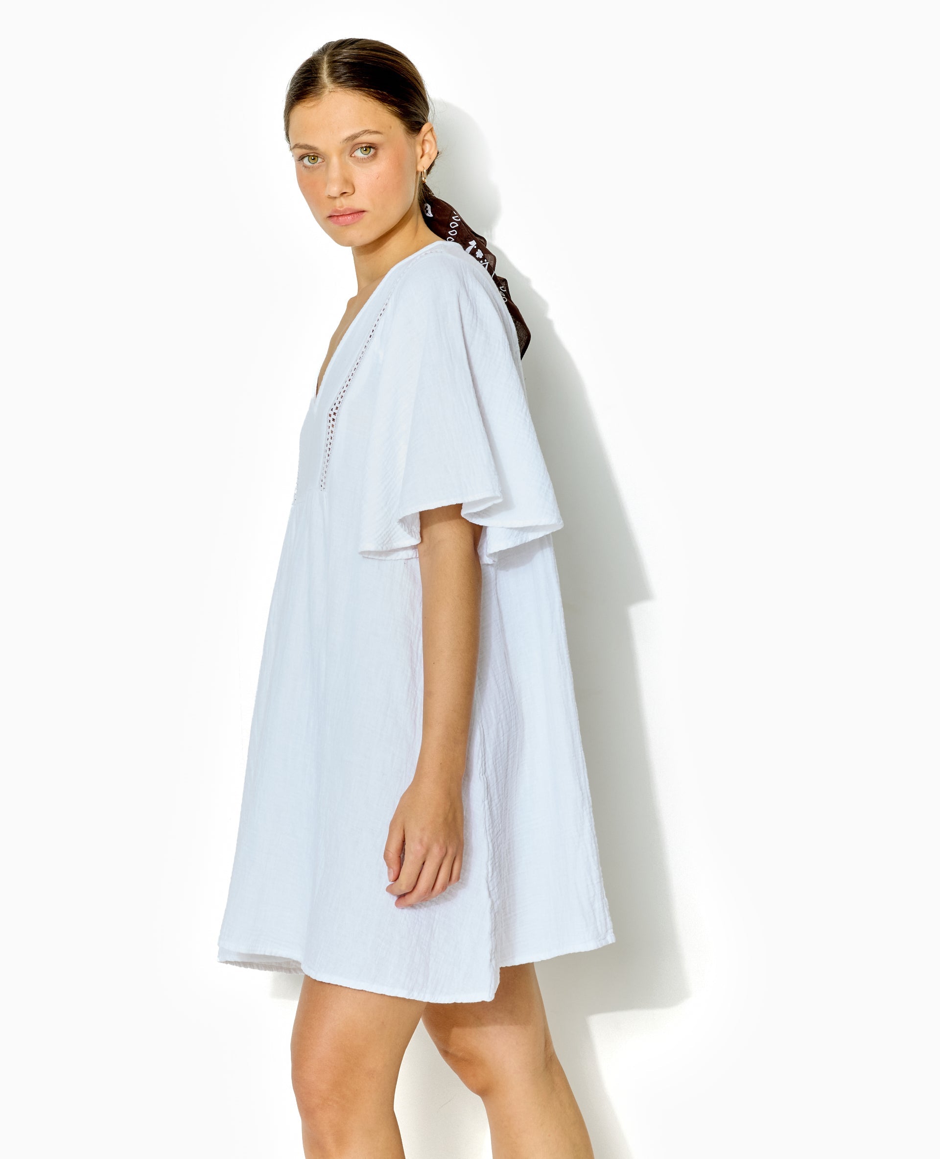 Robe courte et ample en gaze de coton