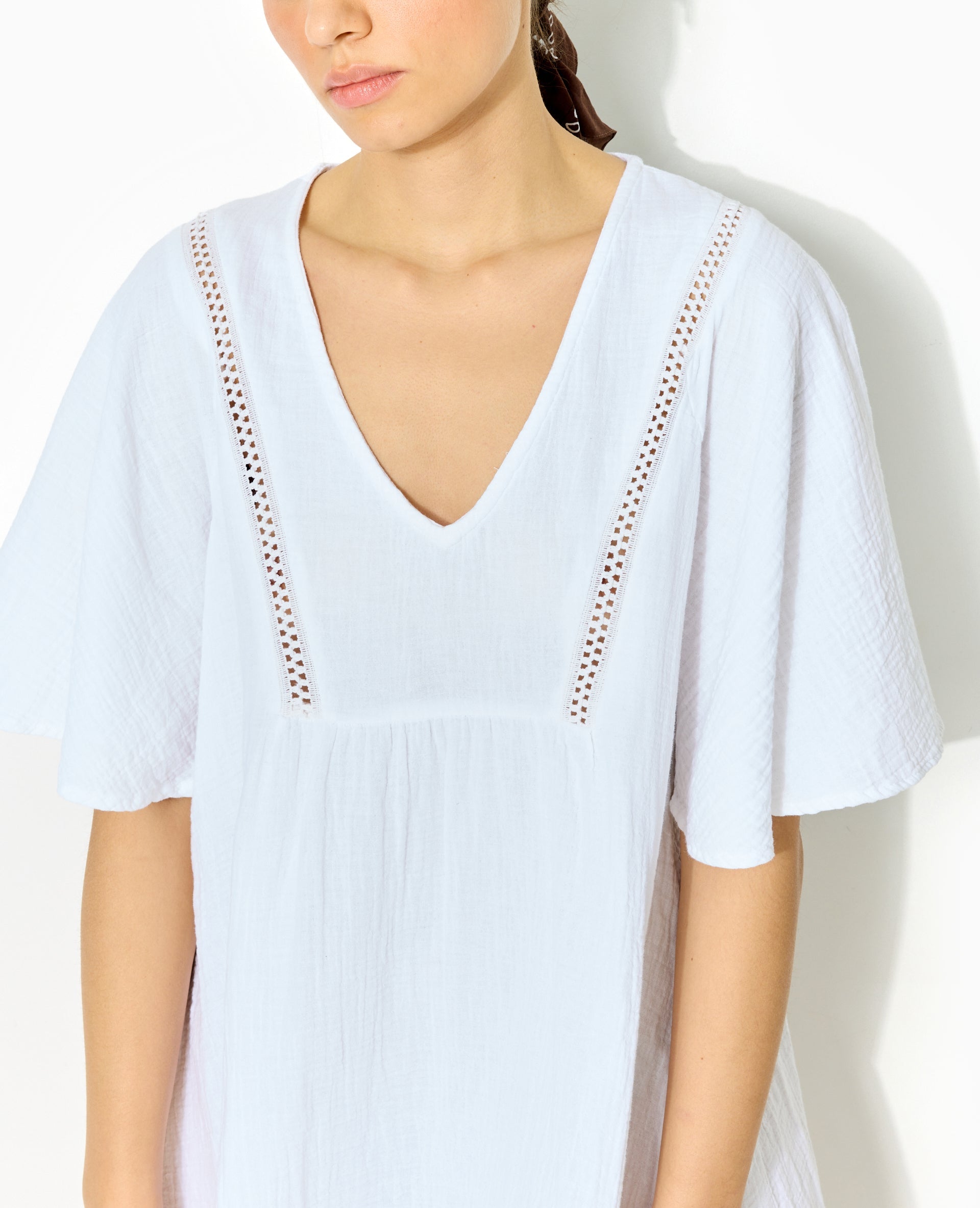 Robe courte et ample en gaze de coton