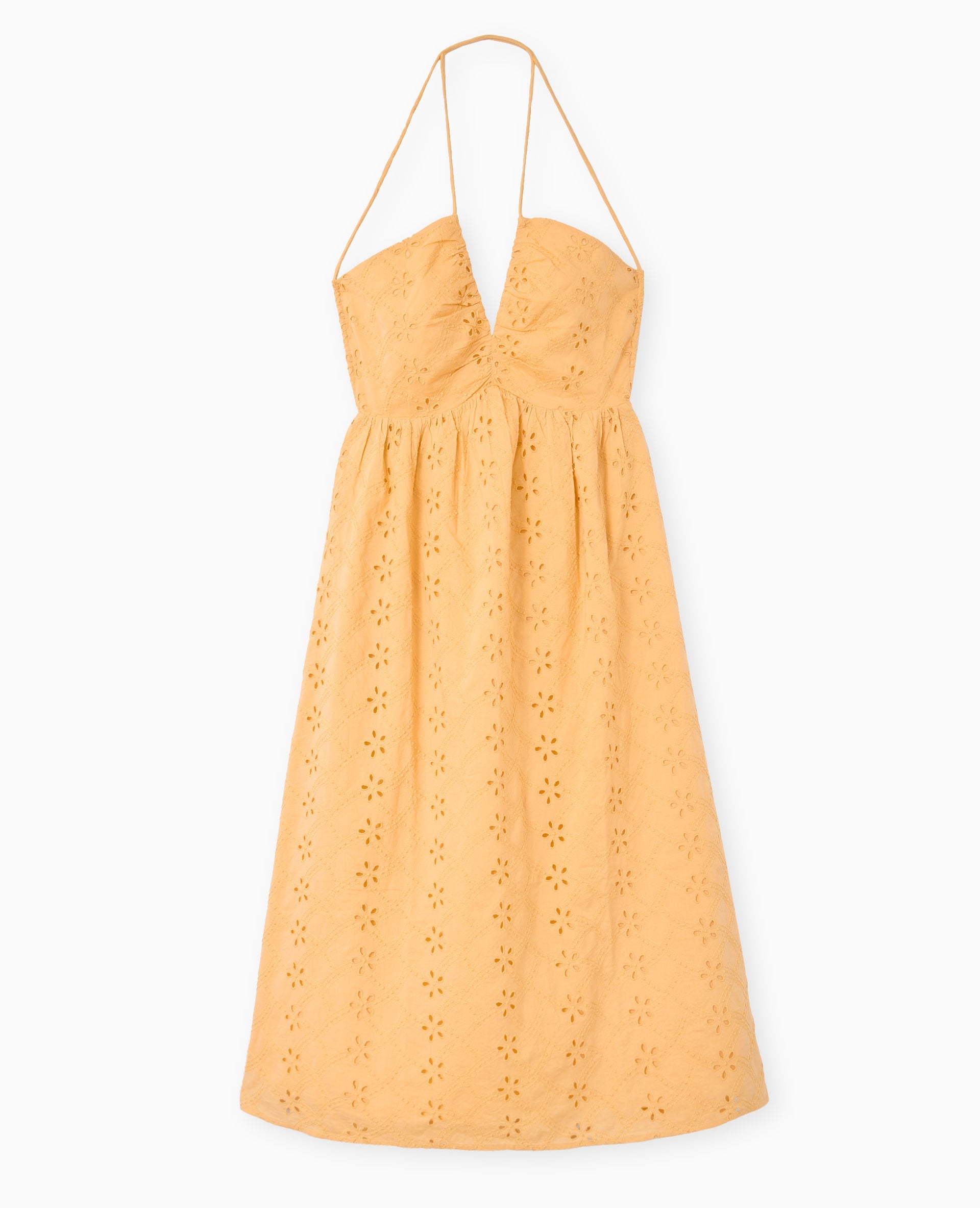 Robe longue en broderie anglaise bretelles croisées
