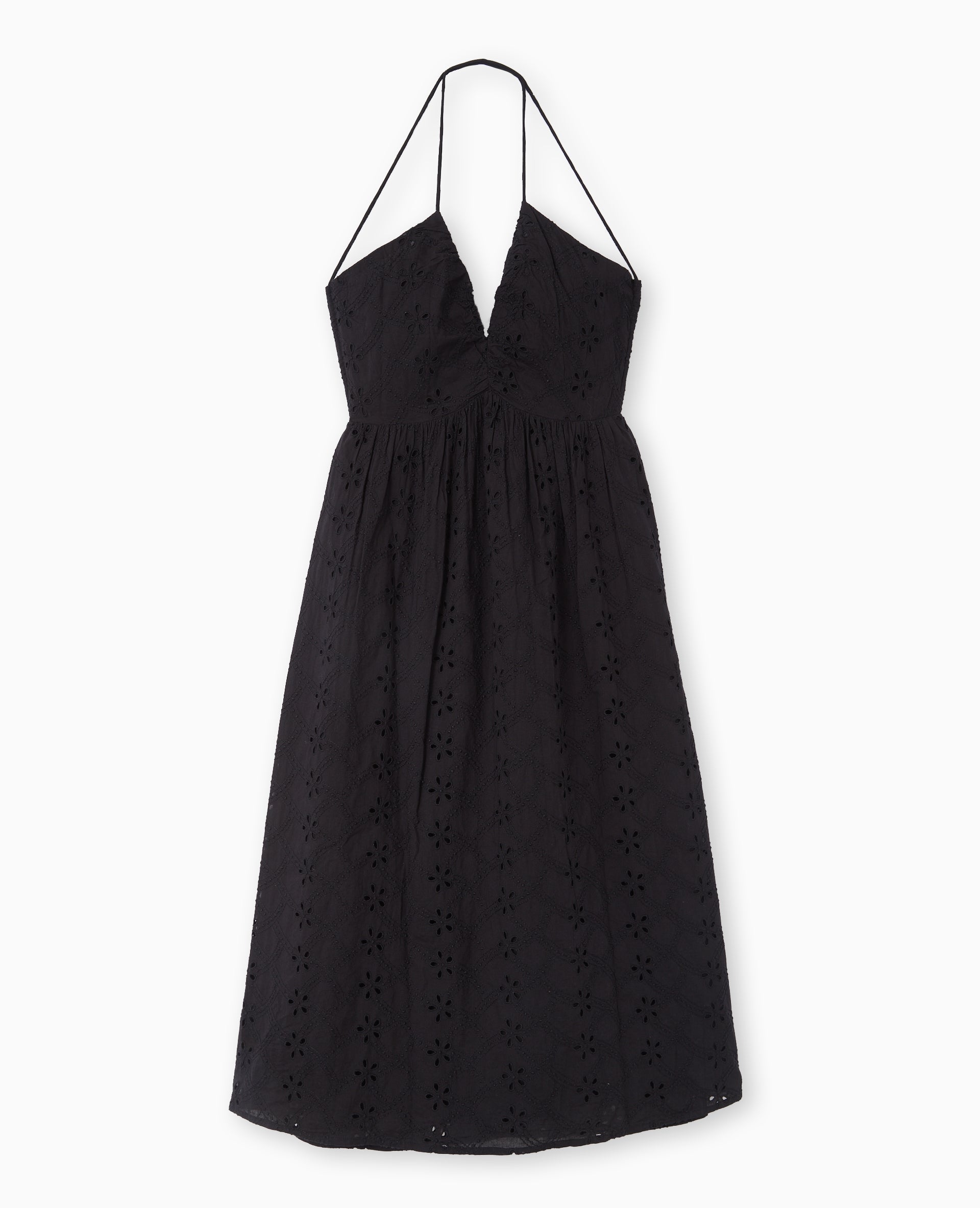 Robe longue en broderie anglaise bretelles croisées