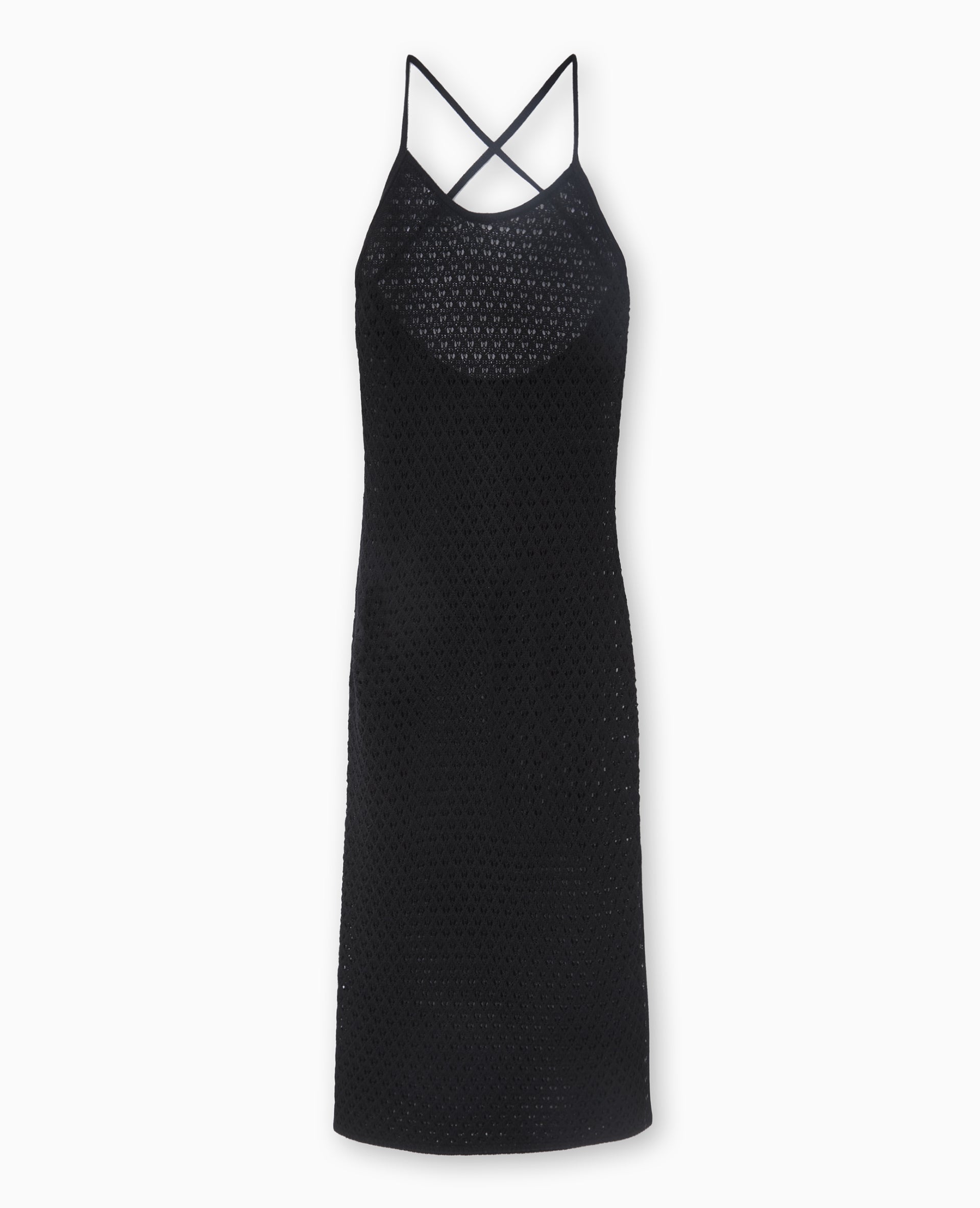 Robe longue dos-nu en maille crochet